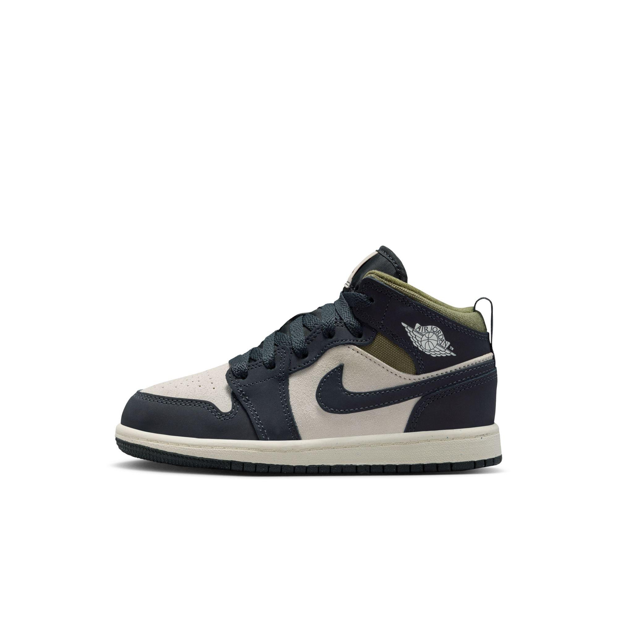 Jordan 1 Mid SE Preschool Boys' "Lt Orewood Brn/Off Noir/Medium Olive" Shoe