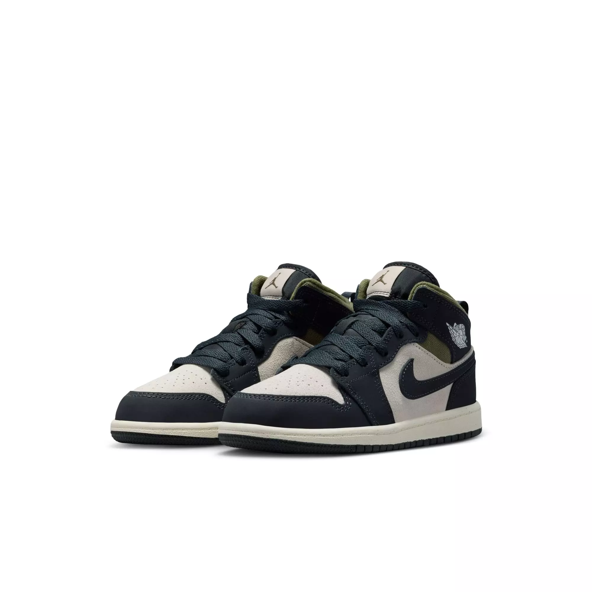 Jordan 1 Mid SE "Lt Orewood Brn/Off Noir/Medium Olive" Preschool Boys' Shoe - OLIVE/KHAKI
