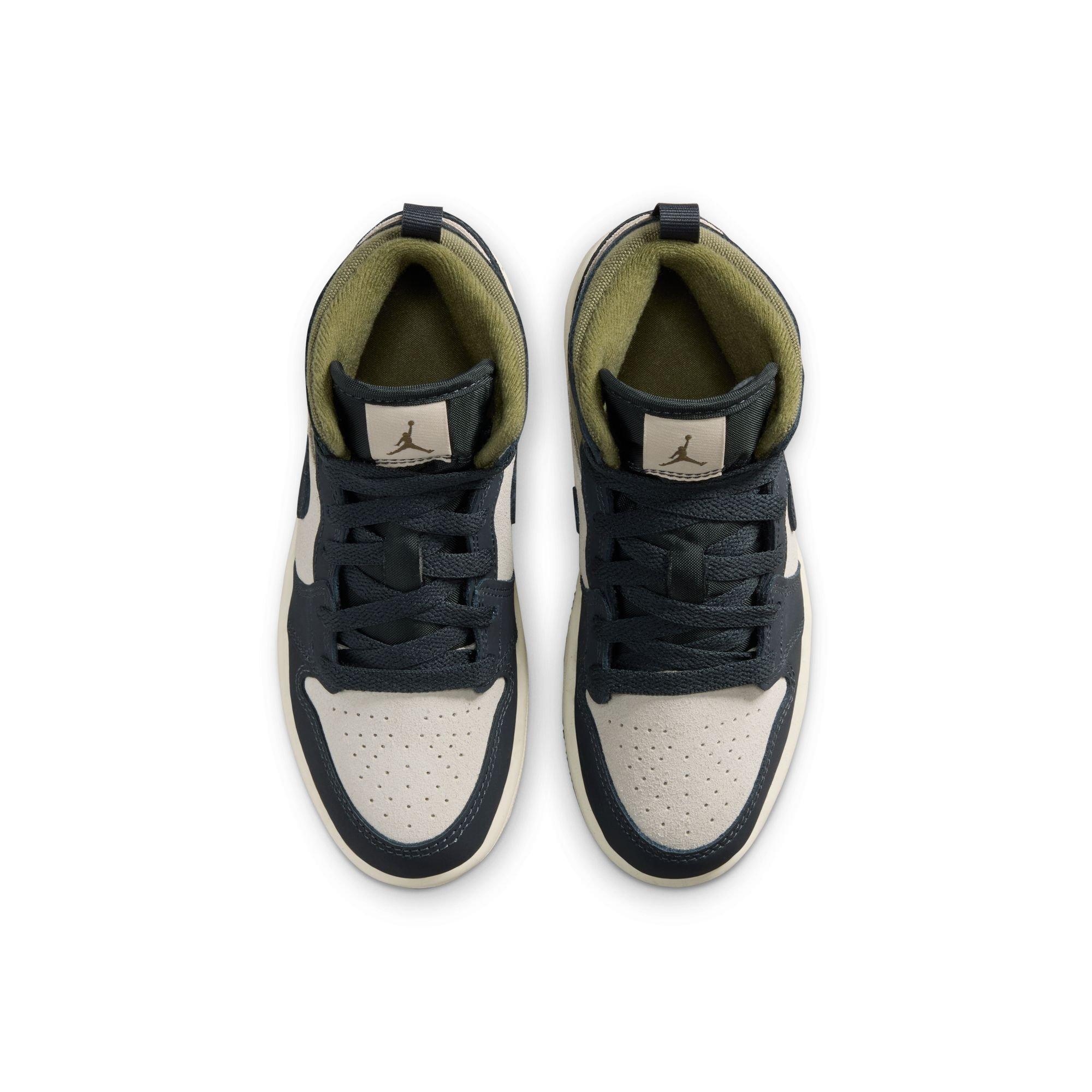 Jordan 1 Mid SE Preschool Boys' "Lt Orewood Brn/Off Noir/Medium Olive" Shoe