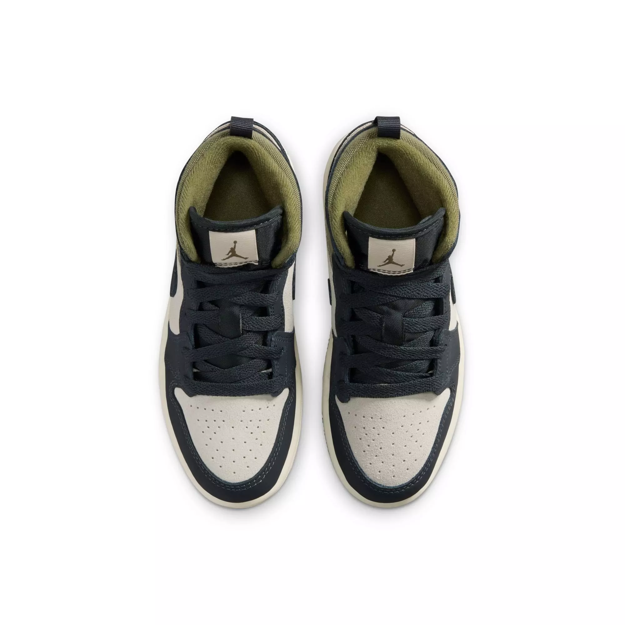 Jordan 1 Mid SE "Lt Orewood Brn/Off Noir/Medium Olive" Preschool Boys' Shoe - OLIVE/KHAKI