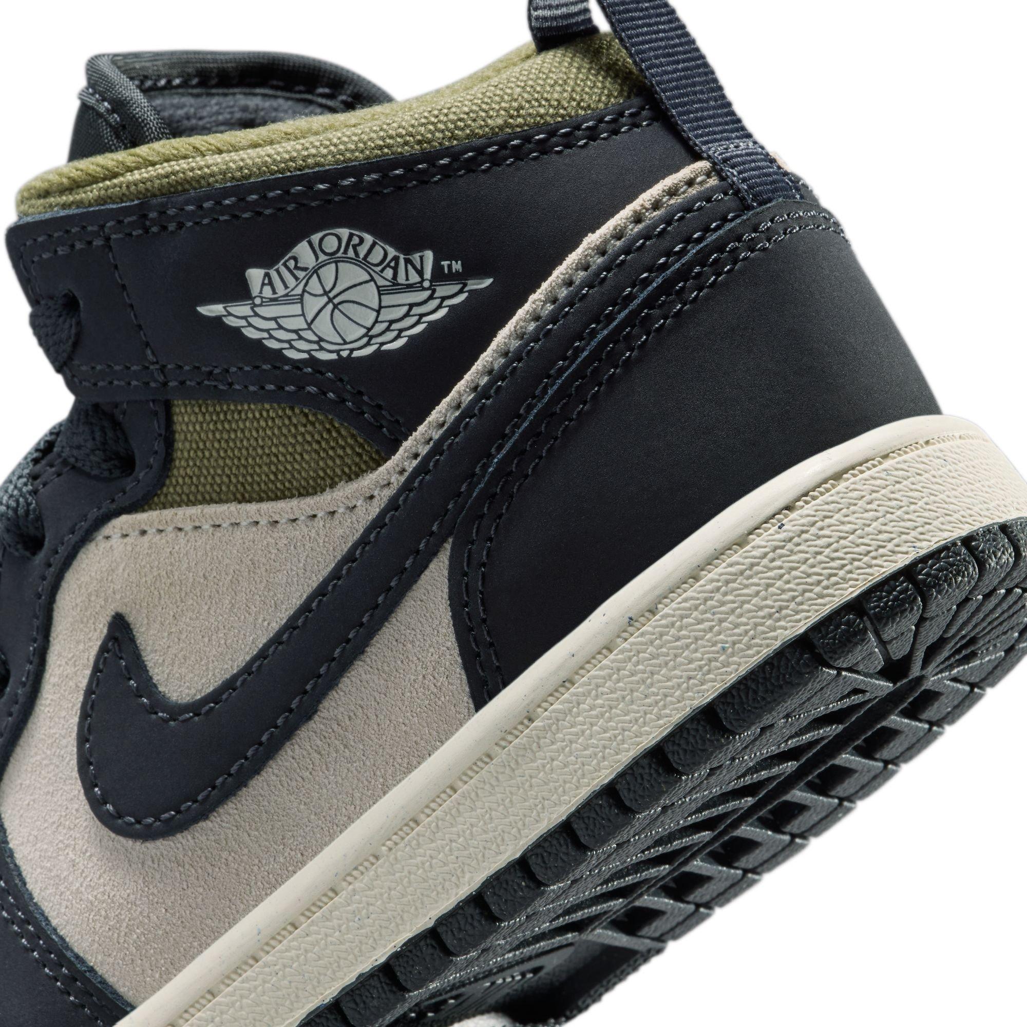Jordan 1 Mid SE Preschool Boys' "Lt Orewood Brn/Off Noir/Medium Olive" Shoe