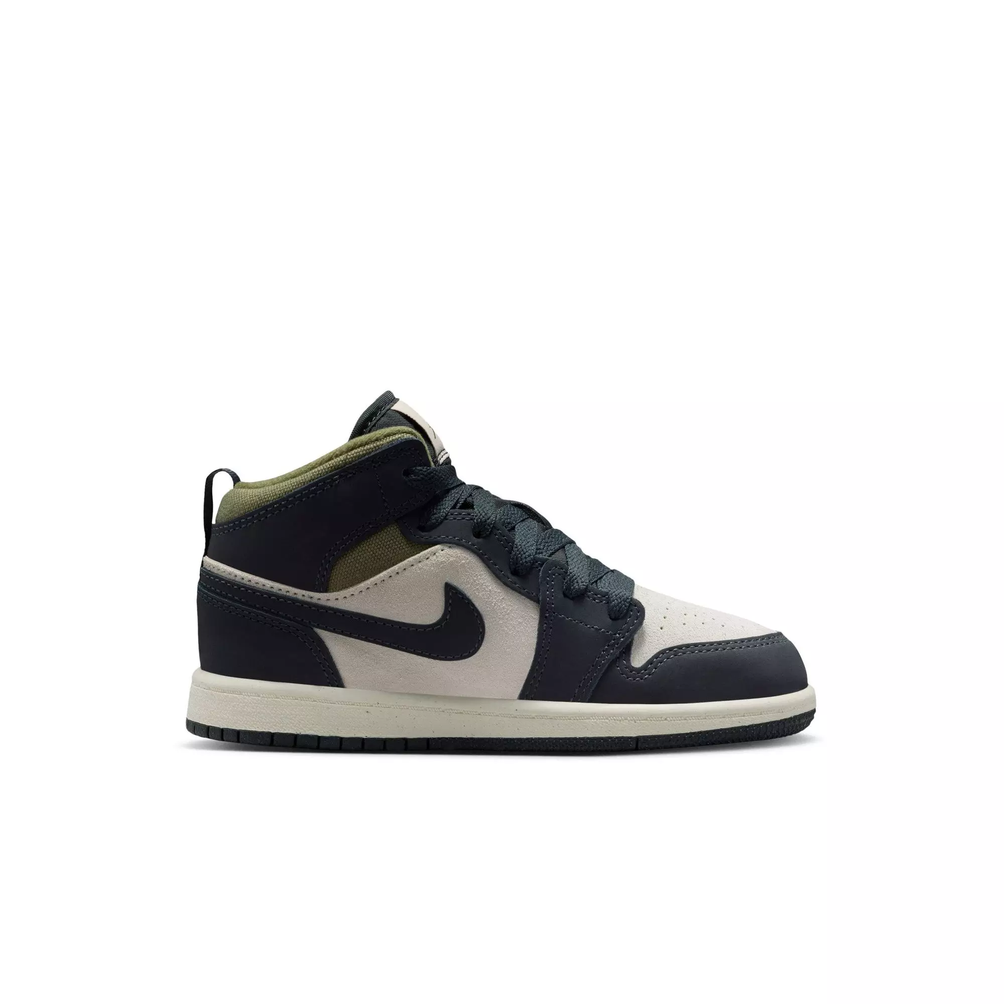 Jordan 1 Mid SE "Lt Orewood Brn/Off Noir/Medium Olive" Preschool Boys' Shoe - OLIVE/KHAKI