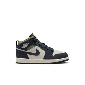 Jordan 1 Mid SE "Lt Orewood Brn/Off Noir/Medium Olive" Preschool Boys' Shoe
