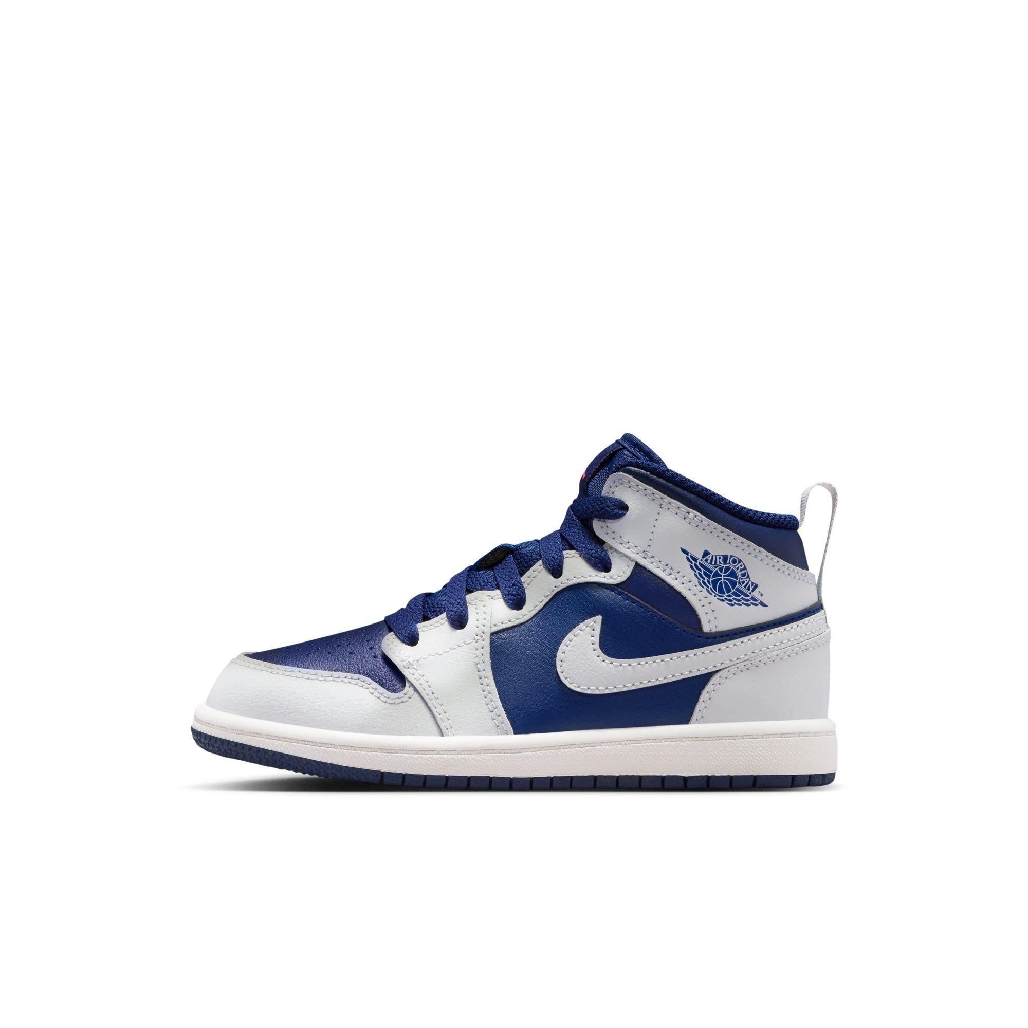 Jordan 1 Mid Preschool Boys' "Blue Void/Pure Platinum/Summit White" Shoe