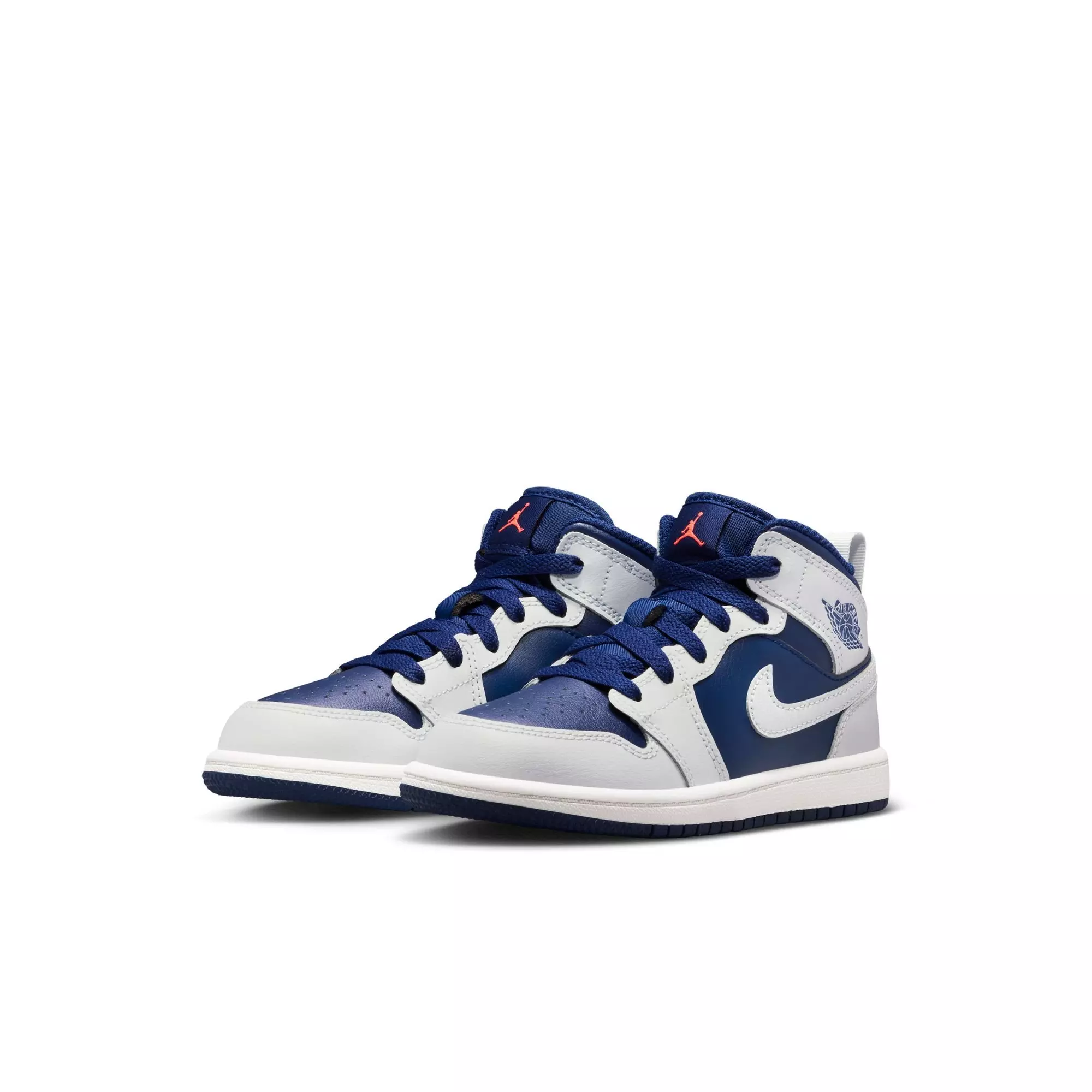 Jordan 1 Mid "Blue Void/Pure Platinum/Summit White" Preschool Boys' Shoe - NAVY/GREY