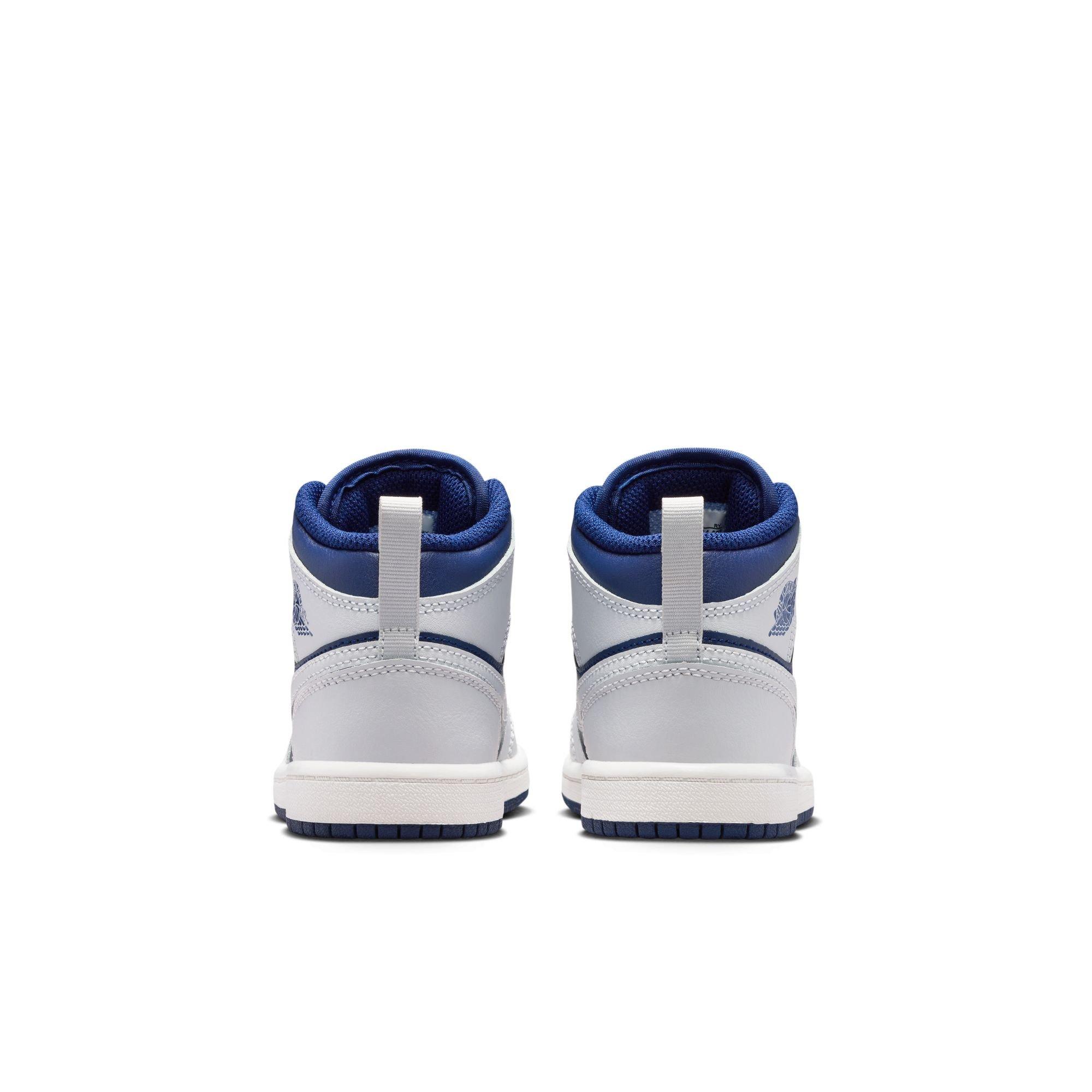 Jordan 1 Mid Preschool Boys' "Blue Void/Pure Platinum/Summit White" Shoe