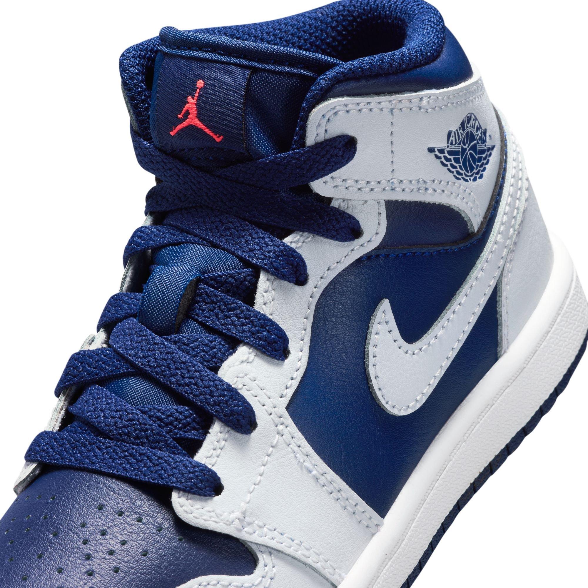 Jordan 1 Mid Preschool Boys' "Blue Void/Pure Platinum/Summit White" Shoe