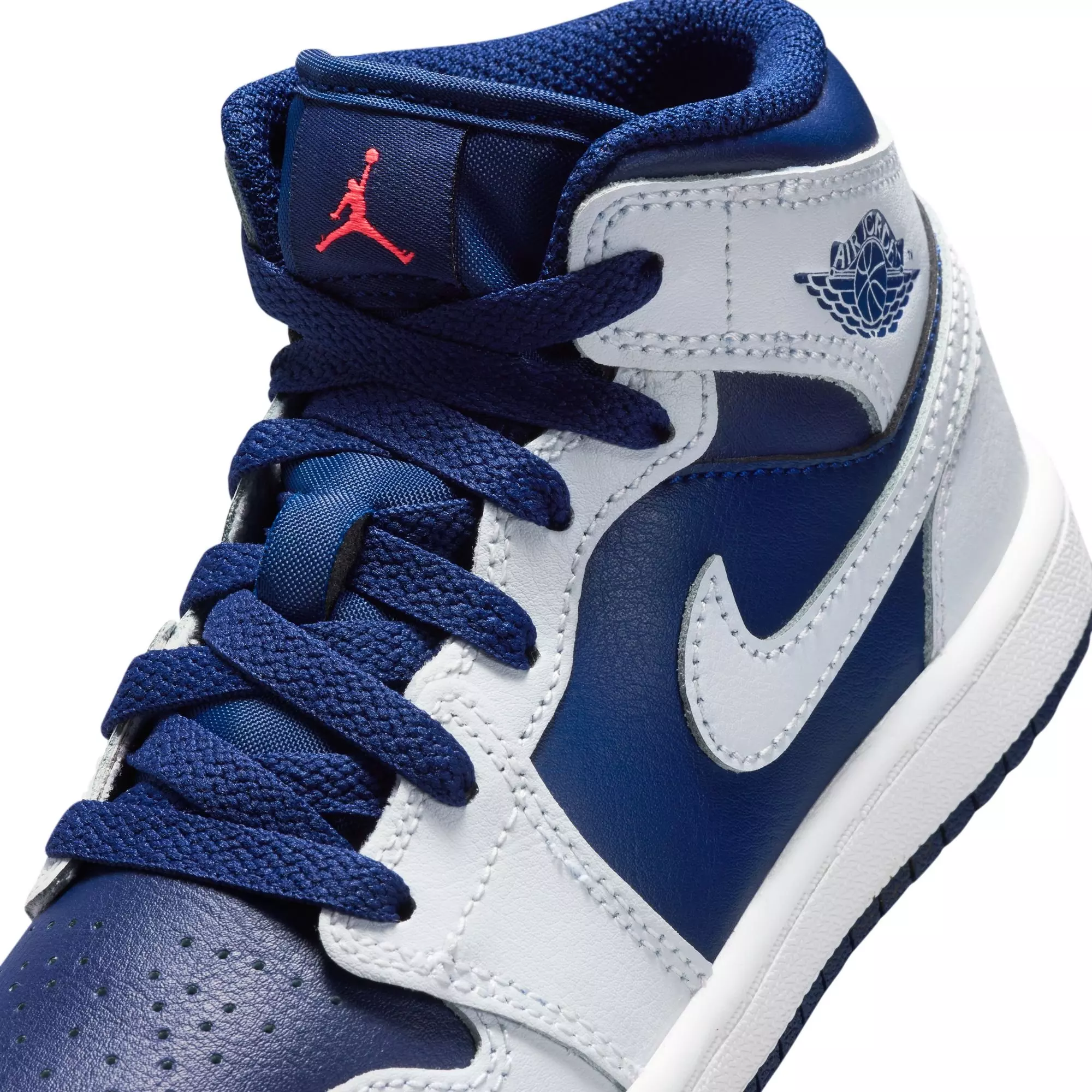 Jordan 1 Mid "Blue Void/Pure Platinum/Summit White" Preschool Boys' Shoe - NAVY/GREY