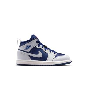 Jordan 1 Mid "Blue Void/Pure Platinum/Summit White" Preschool Boys' Shoe