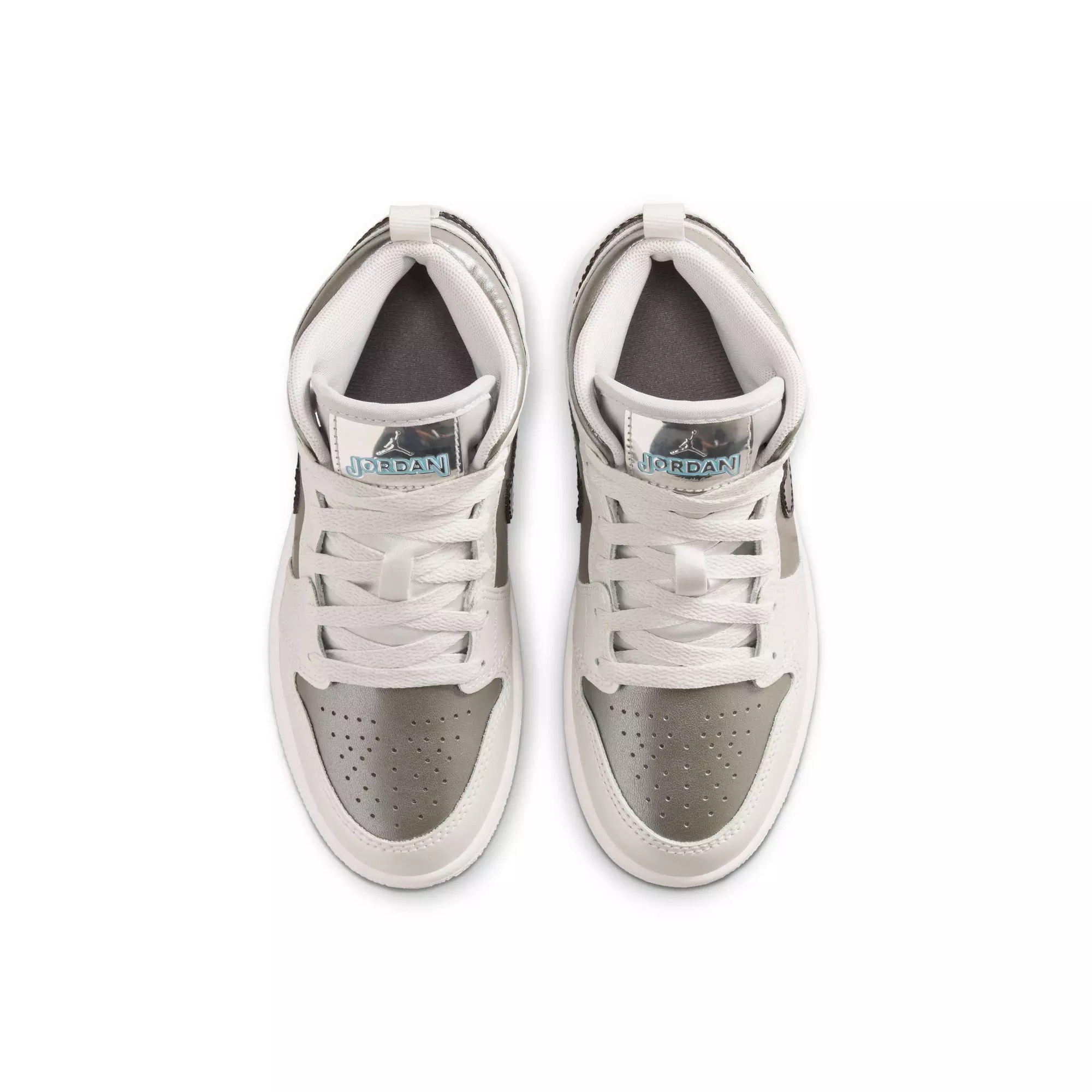 Jordan 1 Mid SE "Photon Dust/Blue Chill/Flat Pewter/Black" Preschool Boys' Shoe - GREY/BLUE/BLACK