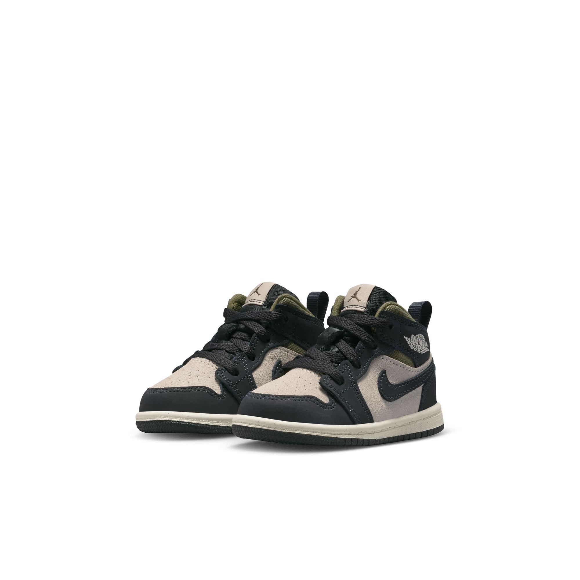 Jordan 1 Mid SE Toddler Boys' "Lt Orewood Brn/Off Noir/Medium Olive" Shoe