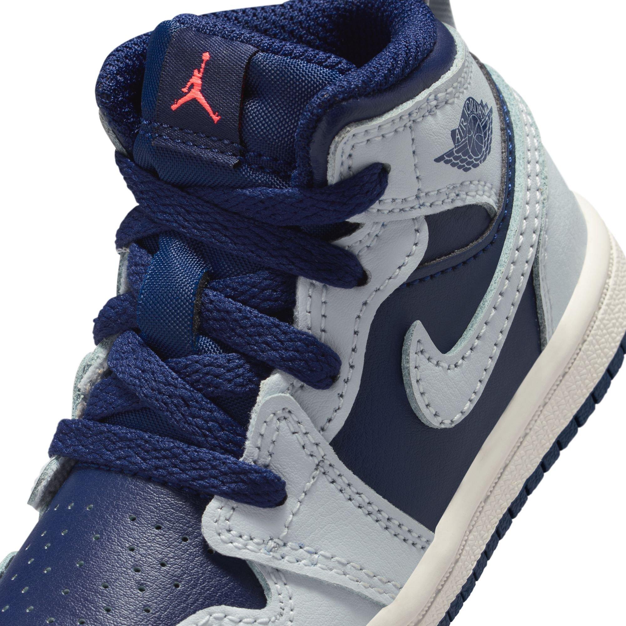 Jordan 1 Mid Toddler Boys' "Blue Void/Pure Platinum/Summit White" Shoe