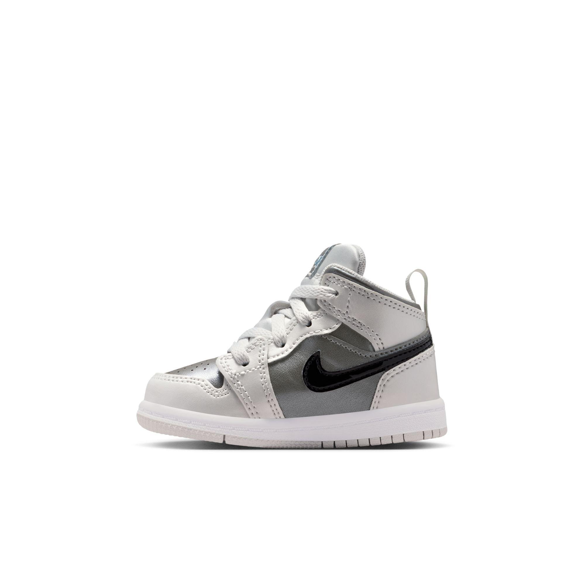 Jordan 1 Mid SE Toddler Boys' "Photon Dust/Blue Chill/Flat Pewter/Black" Shoe