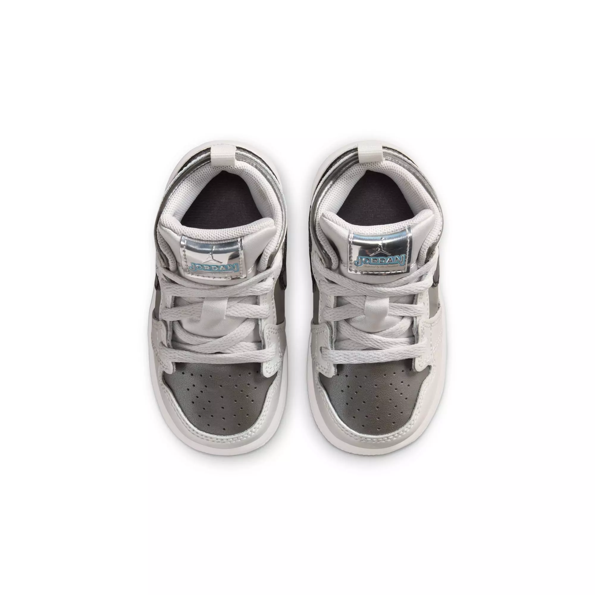 Jordan 1 Mid SE "Photon Dust/Blue Chill/Flat Pewter/Black" Toddler Boys' Shoe - GREY/BLUE/BLACK