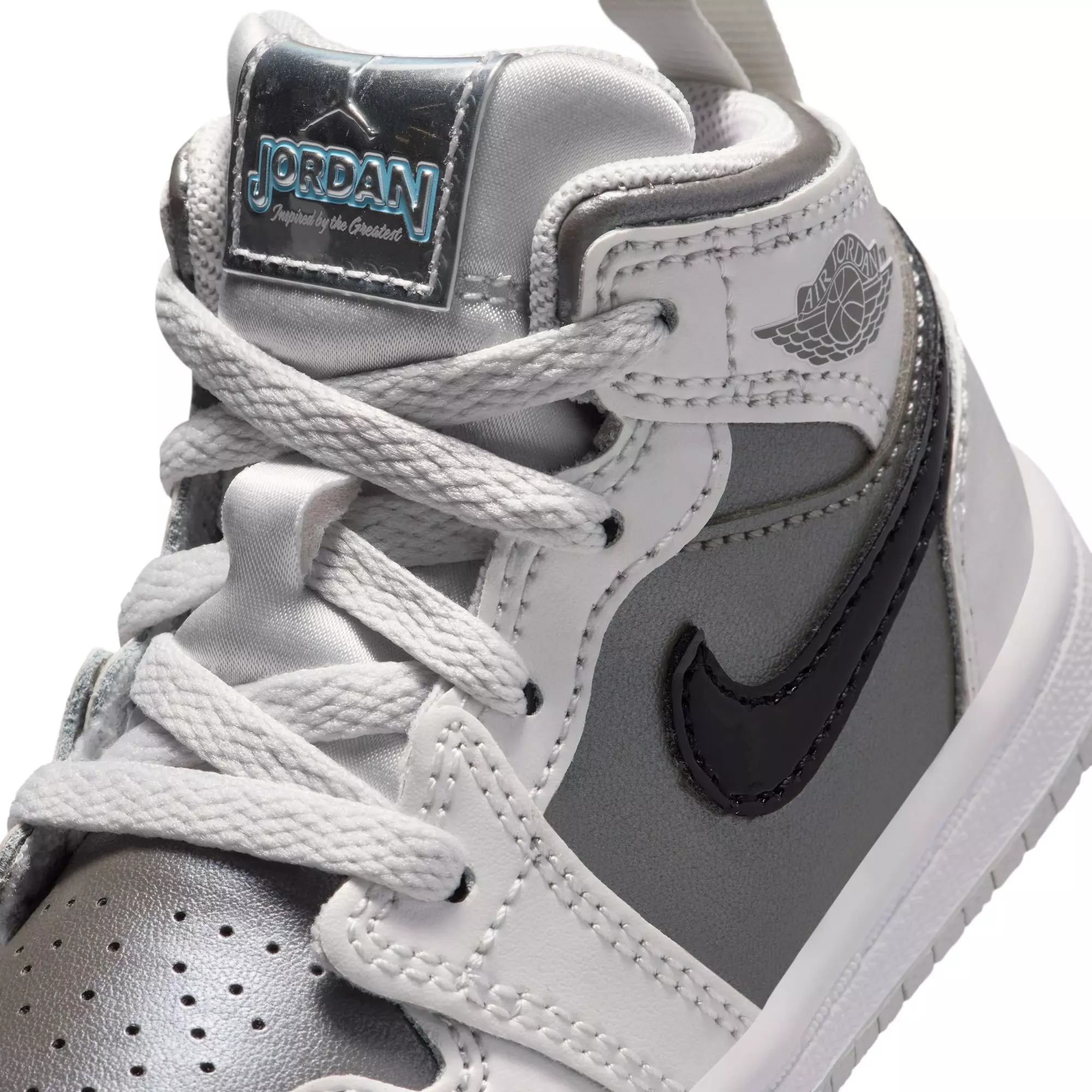 Jordan 1 Mid SE "Photon Dust/Blue Chill/Flat Pewter/Black" Toddler Boys' Shoe - GREY/BLUE/BLACK