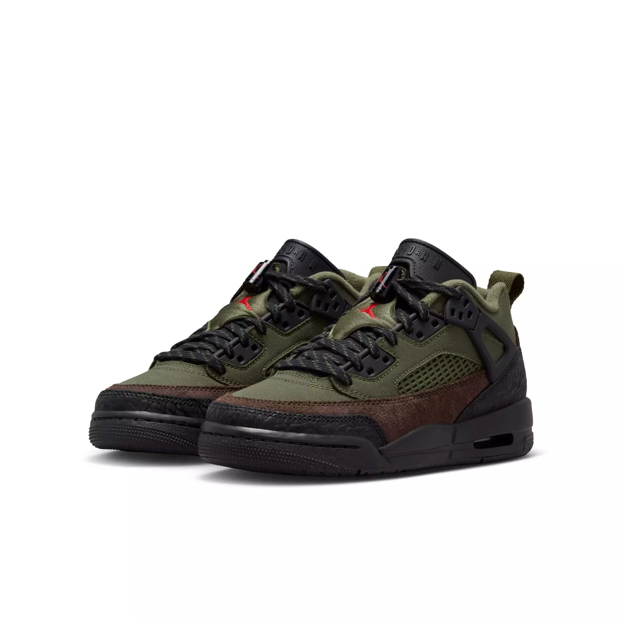 Jordan Spizike Low "Medium Olive/University Red/Black" Grade School Boys' Shoe - OLIVE/BLACK