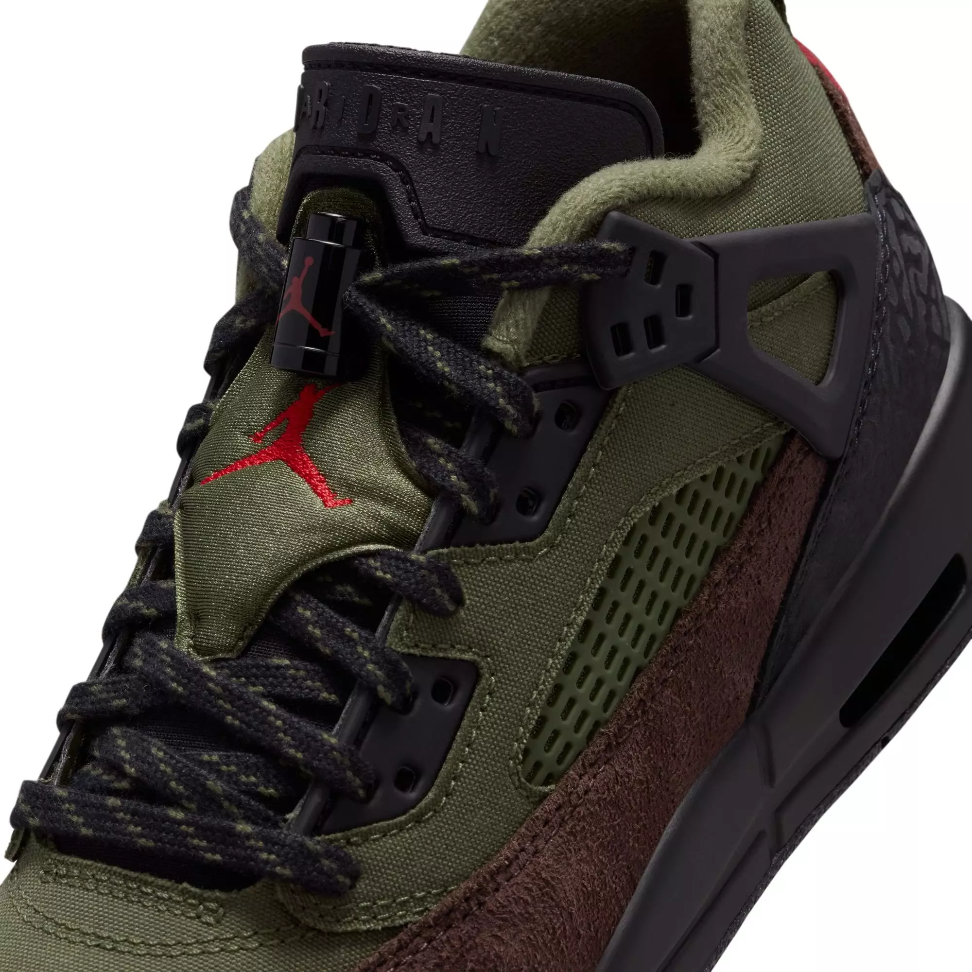 Jordan Spizike Low "Medium Olive/University Red/Black" Grade School Boys' Shoe - OLIVE/BLACK