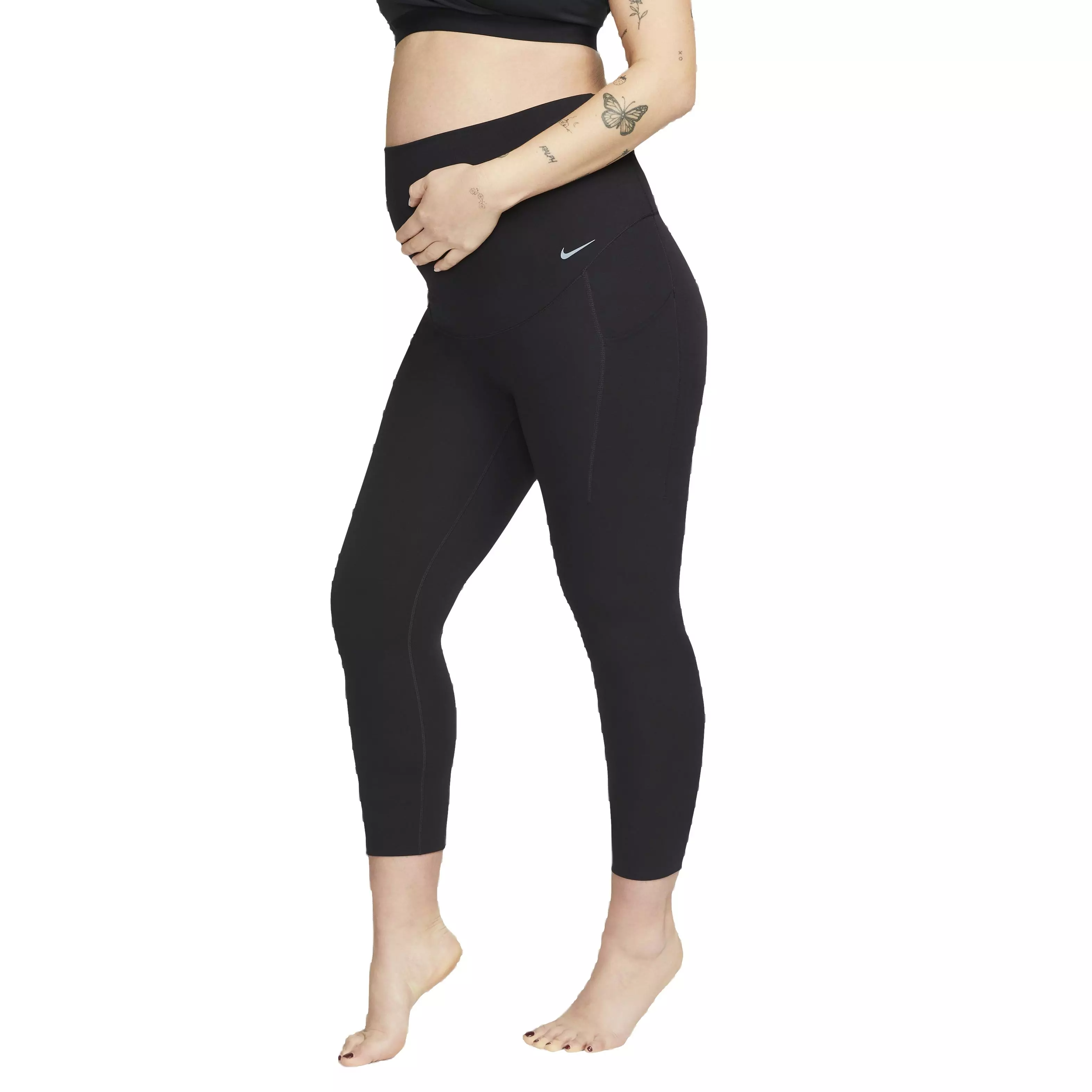 Nike Women's Maternity Dri-FIT Gentle Support High-Rise 7/8 Leggings with Pockets - BLACK