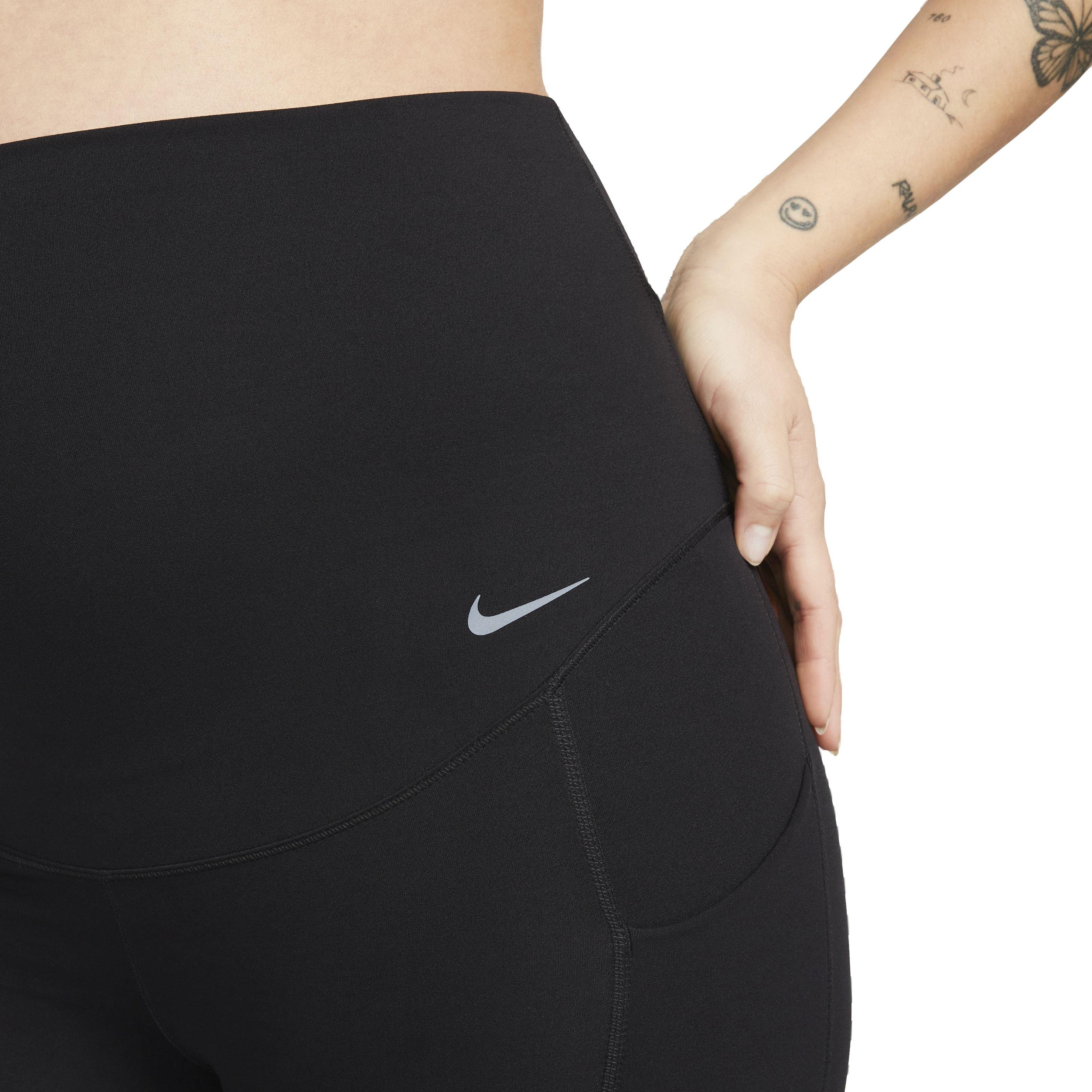 Nike Women's Maternity Dri-FIT Gentle Support High-Rise 7/8 Leggings with Pockets - BLACK Thumbnail View 5