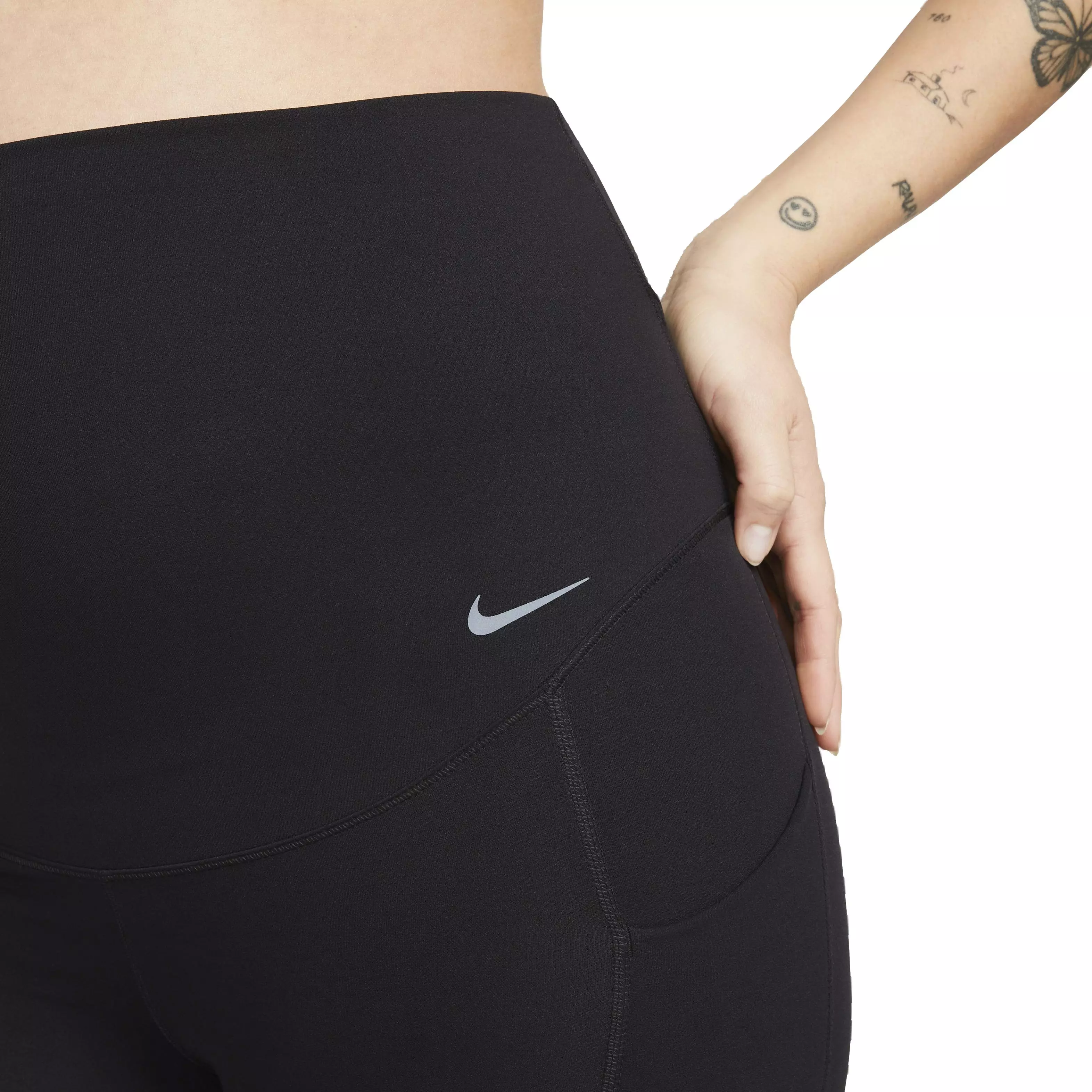 Nike Women's Maternity Dri-FIT Gentle Support High-Rise 7/8 Leggings with Pockets - BLACK