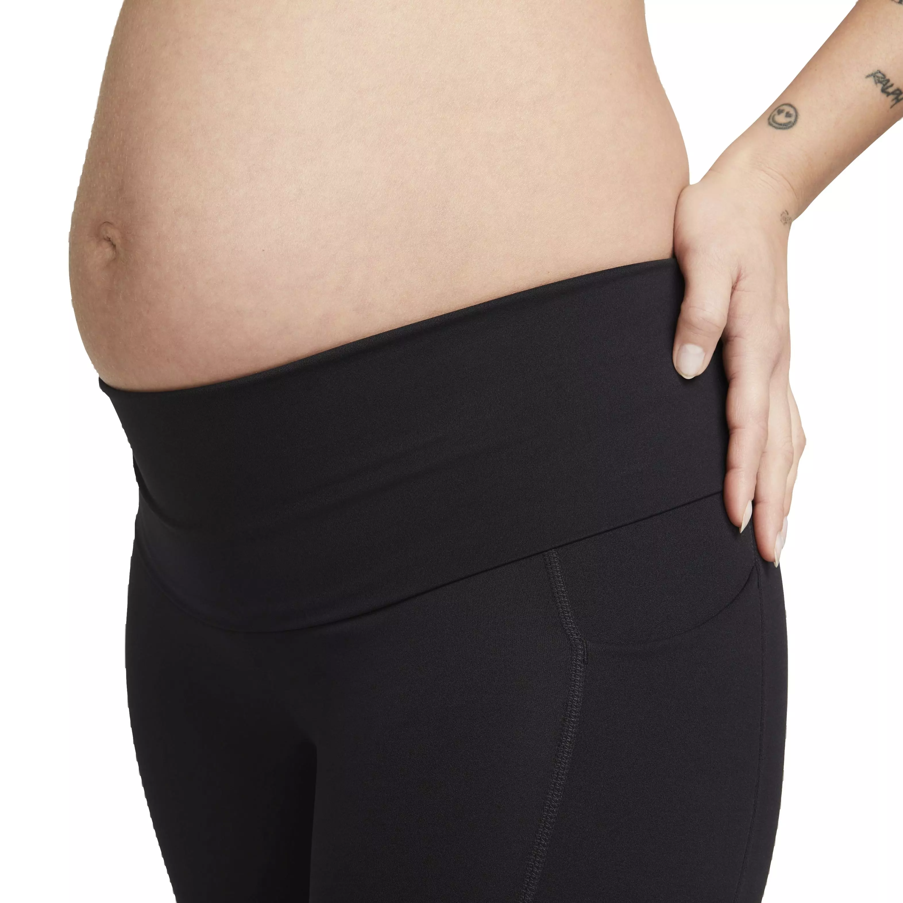 Nike Women's Maternity Dri-FIT Gentle Support High-Rise 7/8 Leggings with Pockets - BLACK