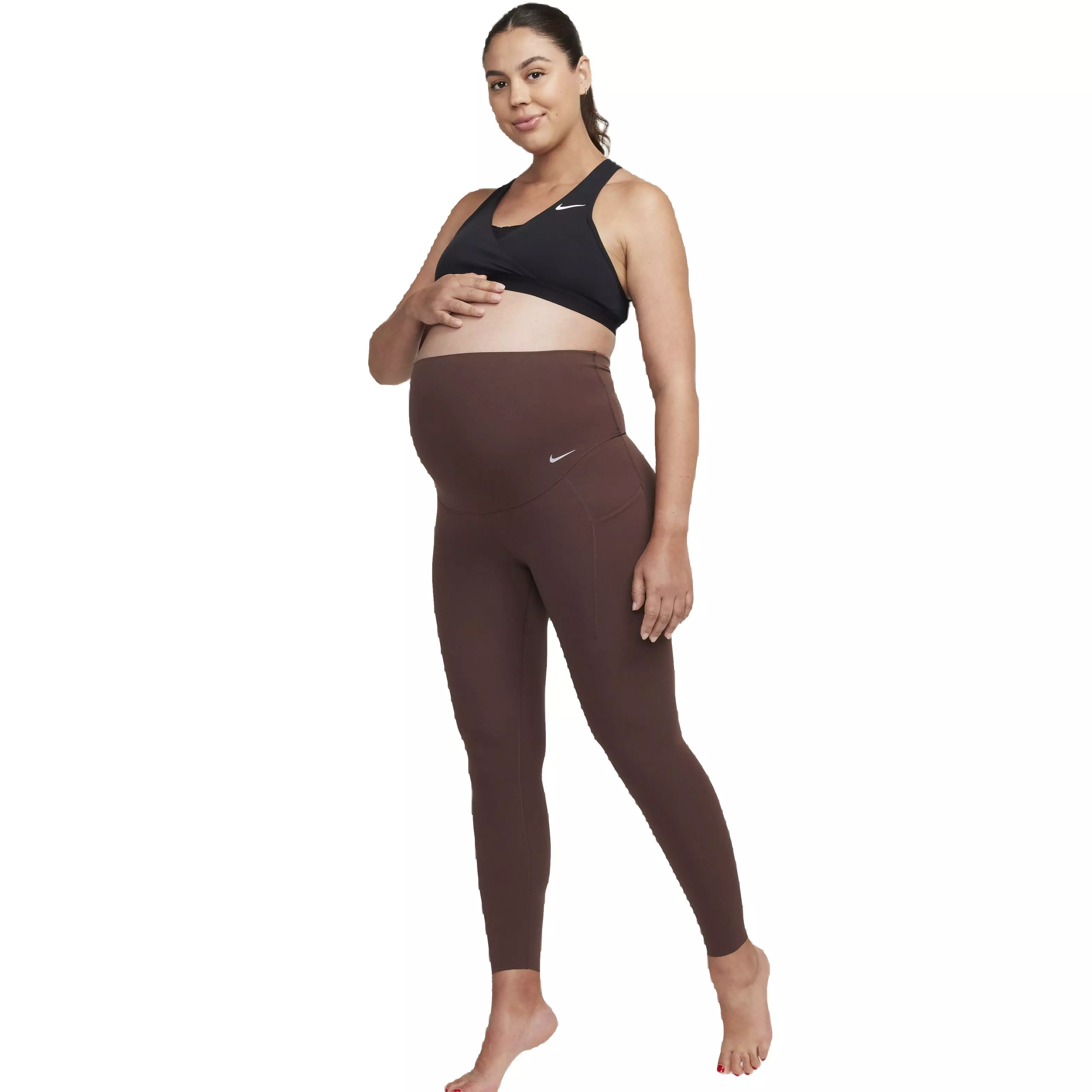 Nike Women's Maternity Dri-FIT Gentle Support High-Rise 7/8 Leggings with Pockets - BROWN