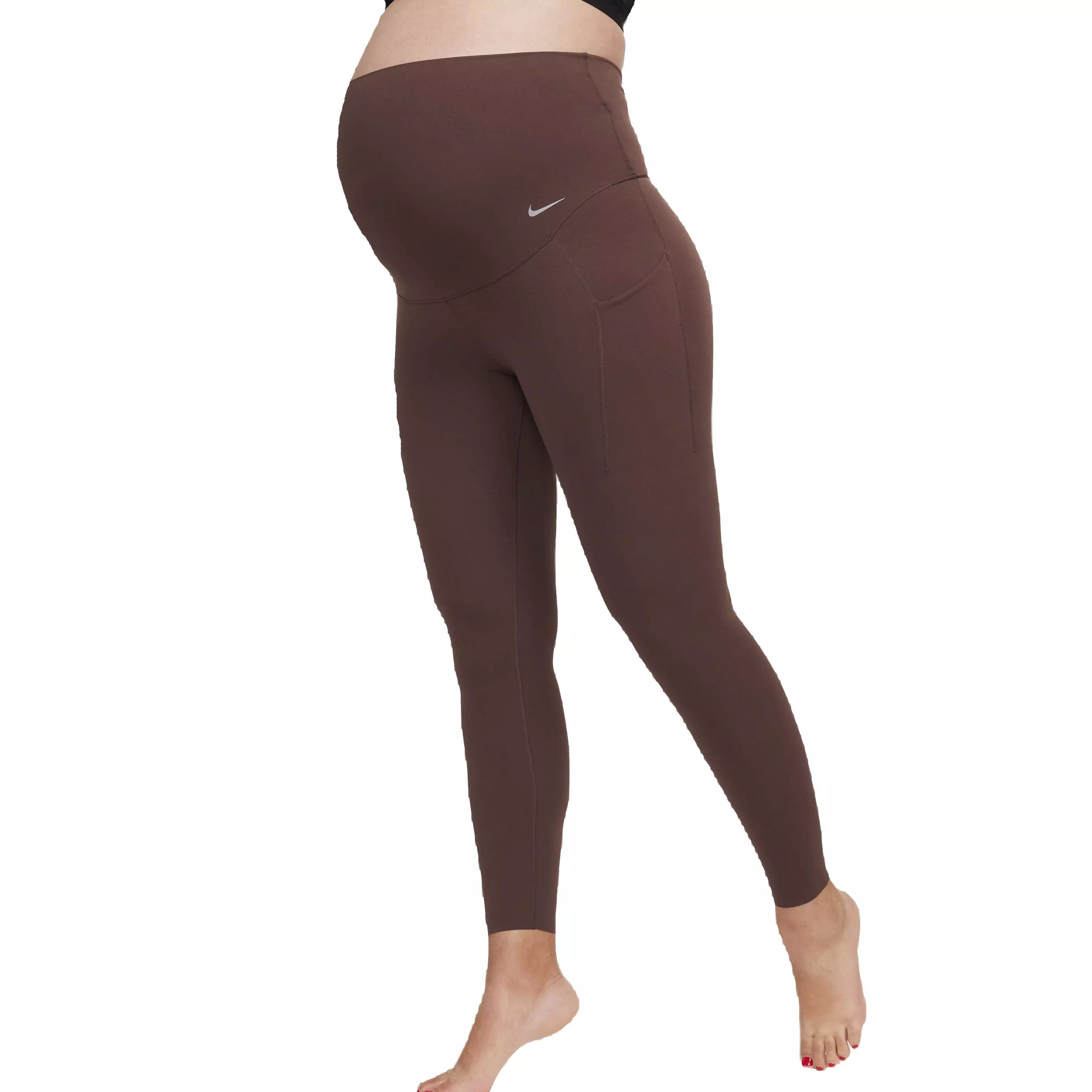 Nike Women's Maternity Dri-FIT Gentle Support High-Rise 7/8 Leggings with Pockets - BROWN