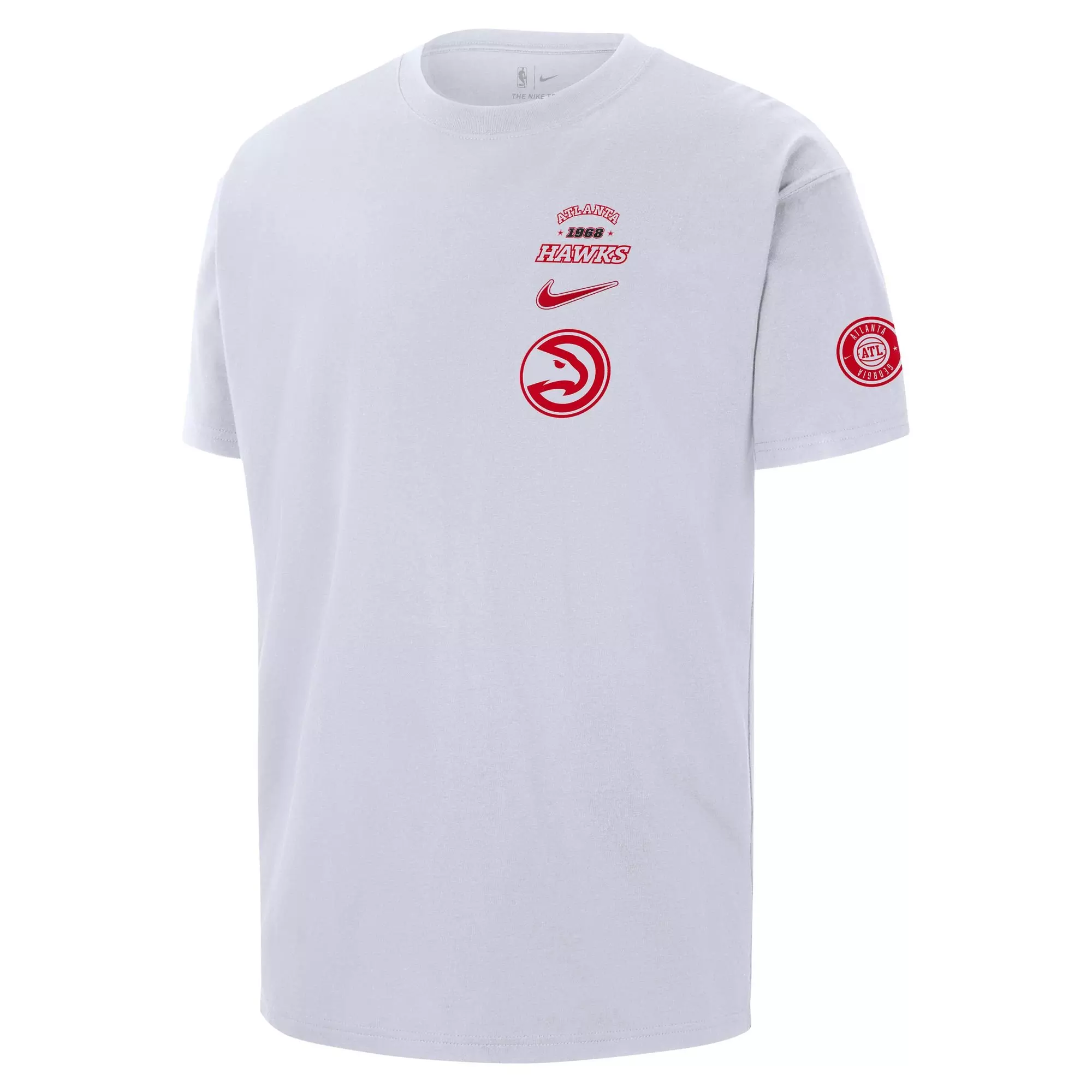 Nike Men's NBA Atlanta Hawks Courtside OGC Varsity Short-Sleeve T-Shirt -White - WHITE