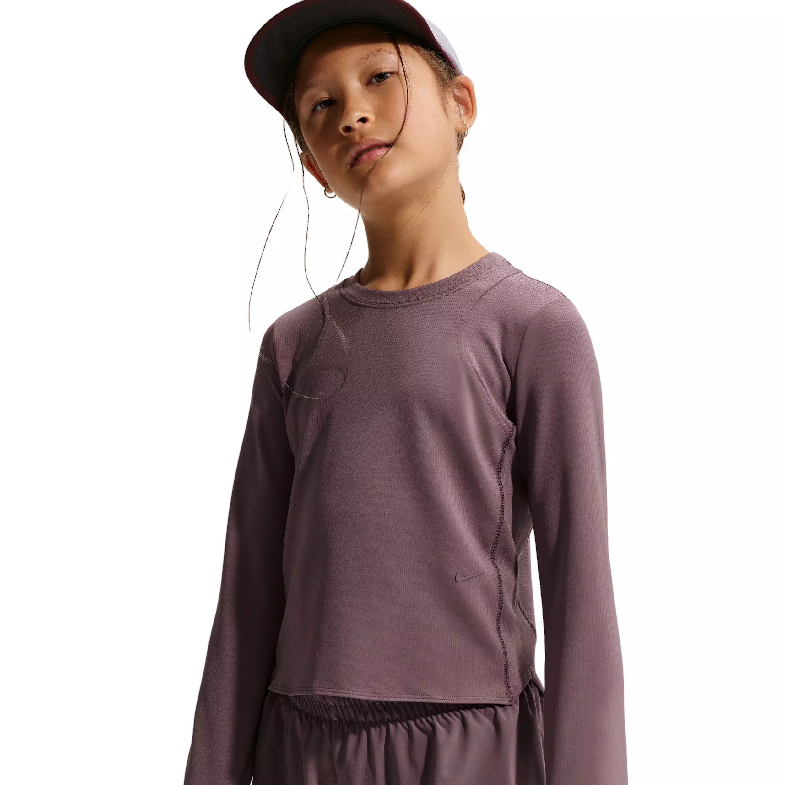 Nike Big Girls' MAVN Dri-FIT Ribbed Long-Sleeve Top -Tattoo Purple - TATTOO PURPLE