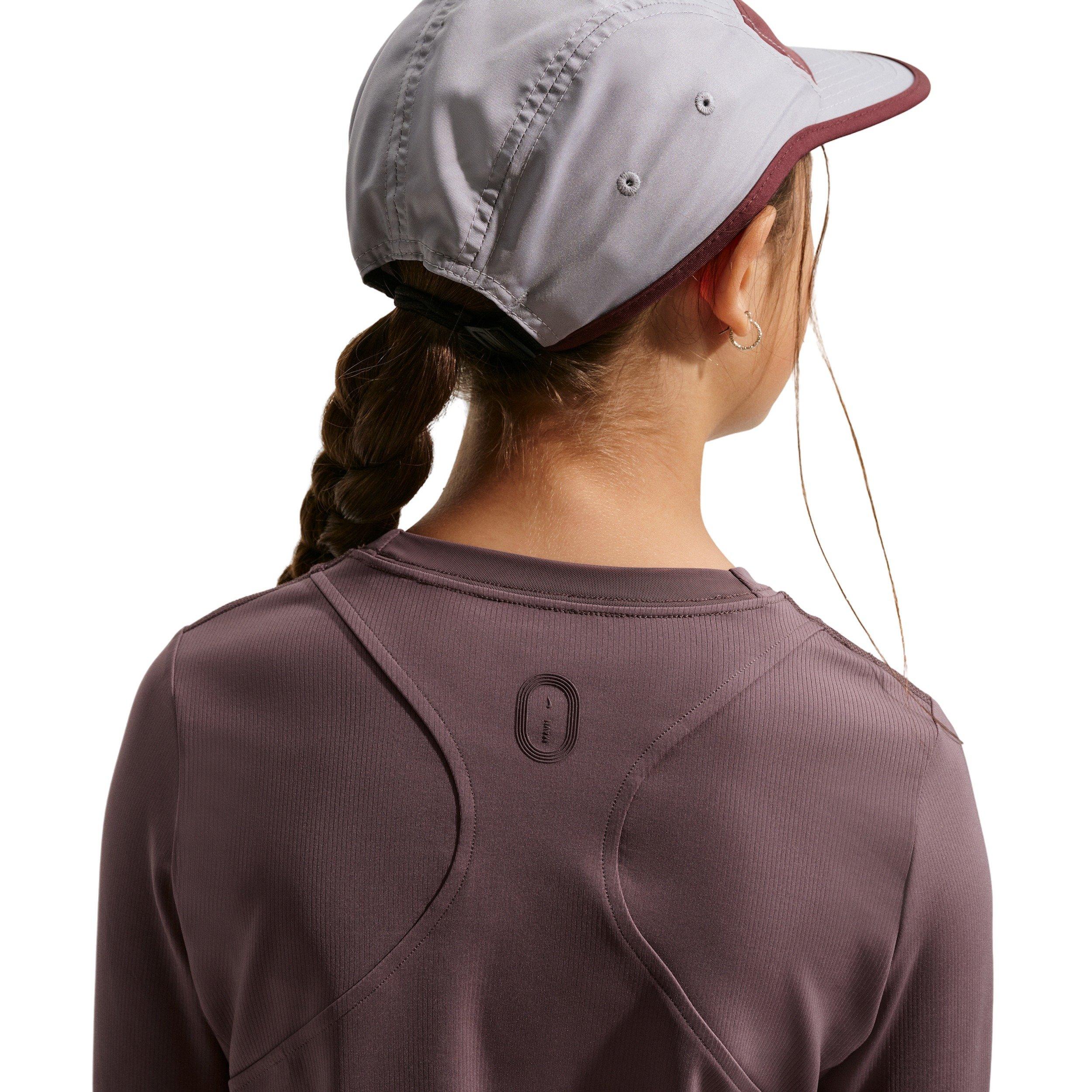 Nike Big Girls' MAVN Dri-FIT Ribbed Long-Sleeve Top -Tattoo Purple - TATTOO PURPLE Thumbnail View 2