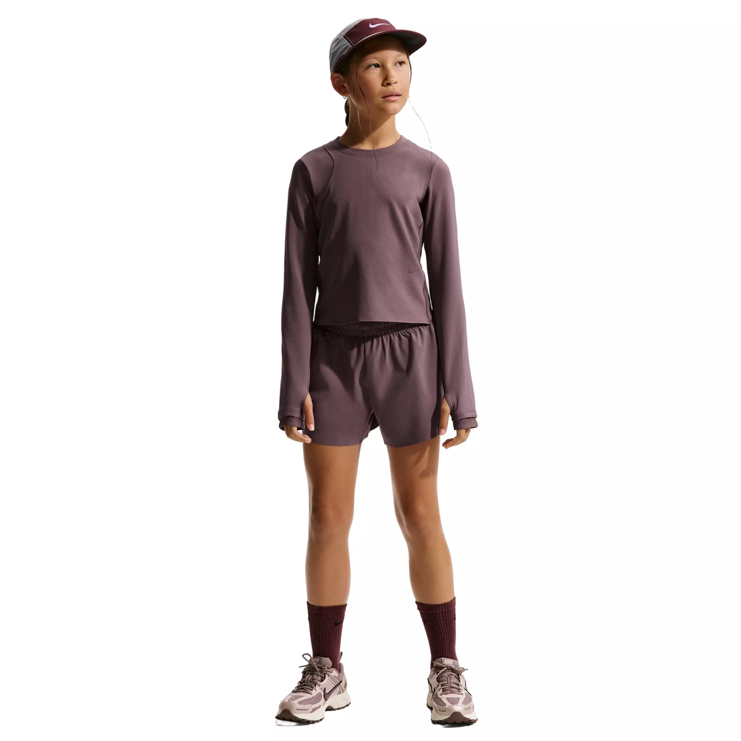 Nike Big Girls' MAVN Dri-FIT Ribbed Long-Sleeve Top -Tattoo Purple - TATTOO PURPLE