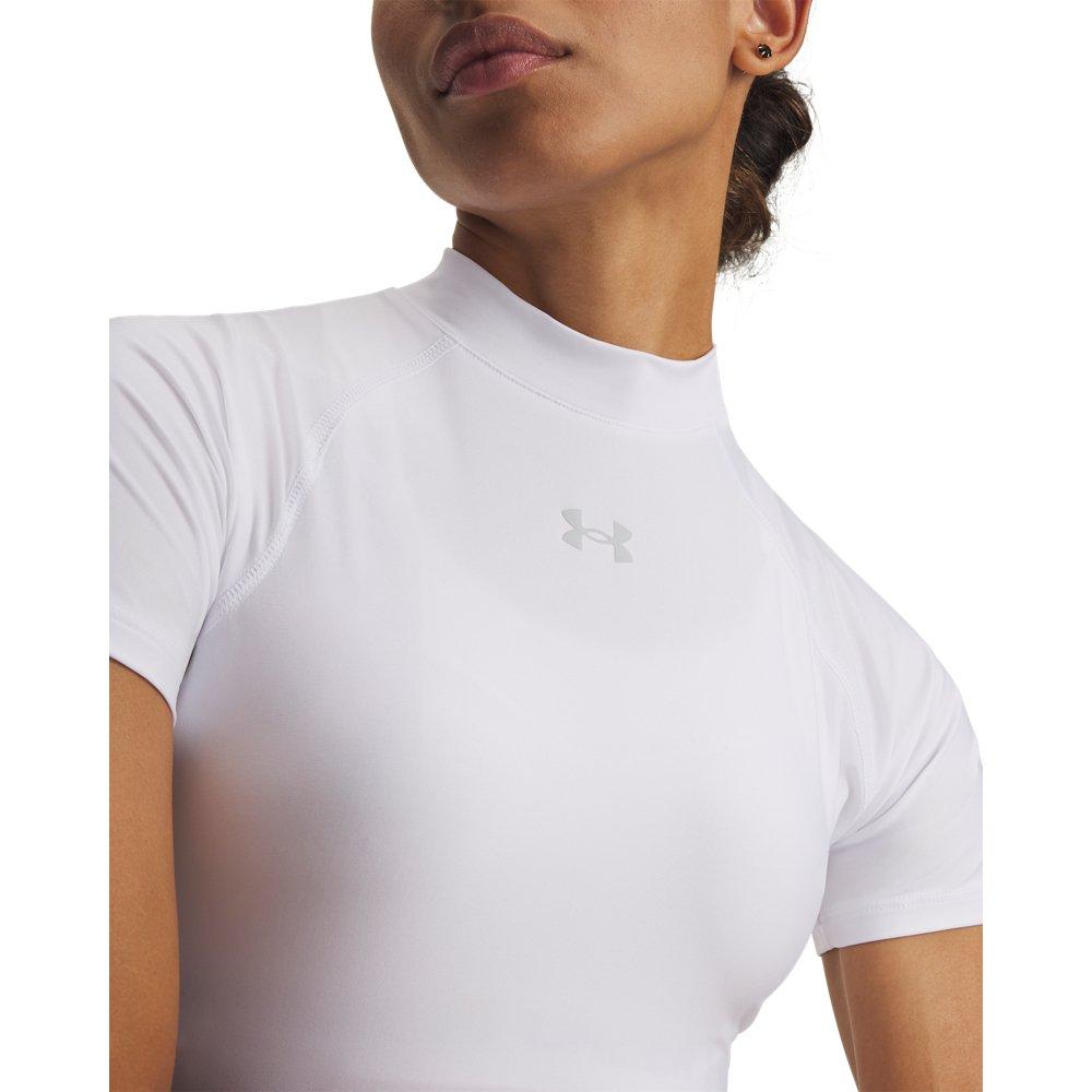 Under Armour Women's HeatGear Crop Mock Short Sleeve Top - White/Grey - WHITE/GREY Thumbnail View 3