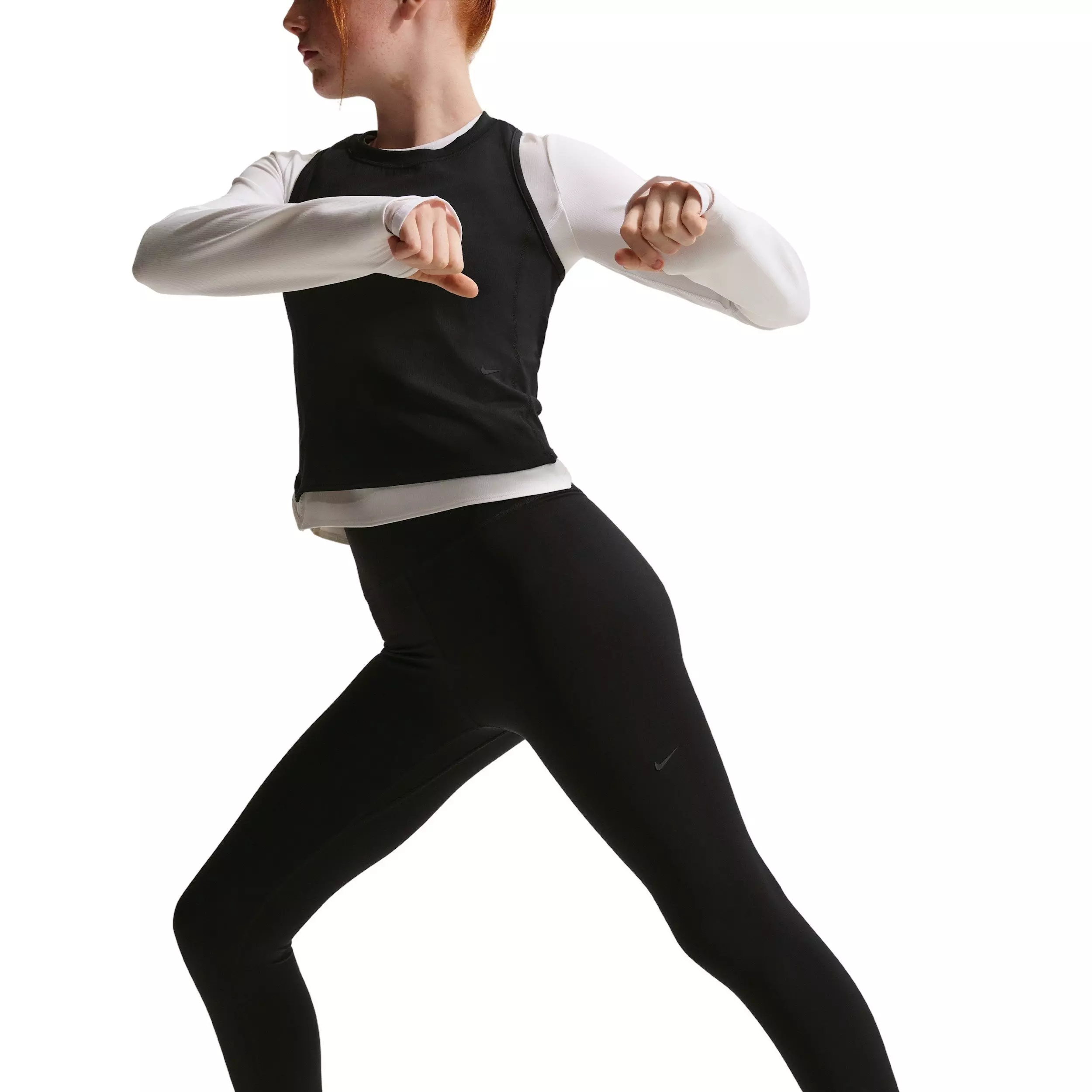 Nike Big Girls' MAVN Dri-FIT High-Rise Leggings -Black - BLACK