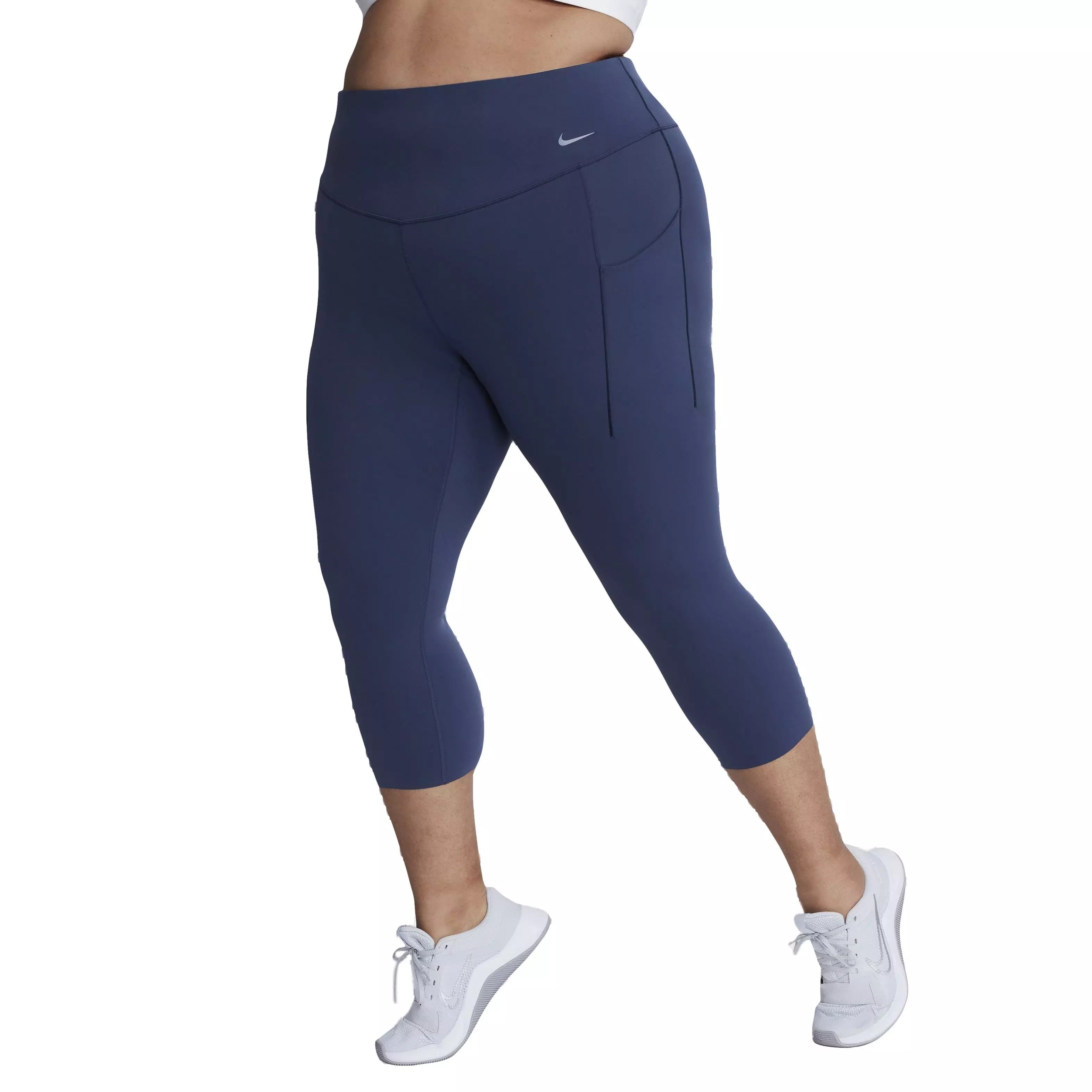Nike Women's Dri-FIT Universa Medium Support High-Rise Cropped Leggings with Pockets - Navy - NAVY