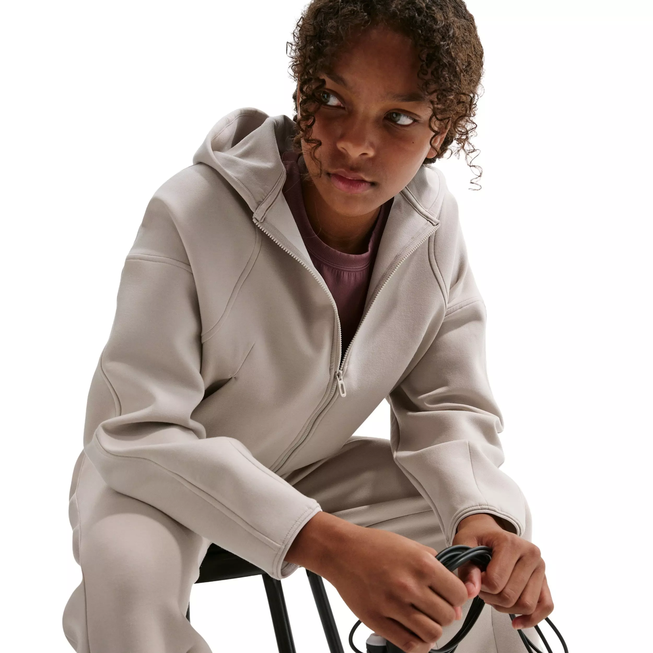 Nike Big Girls' MAVN Therma-FIT Knit Full-Zip Jacket -Cream - CREAM