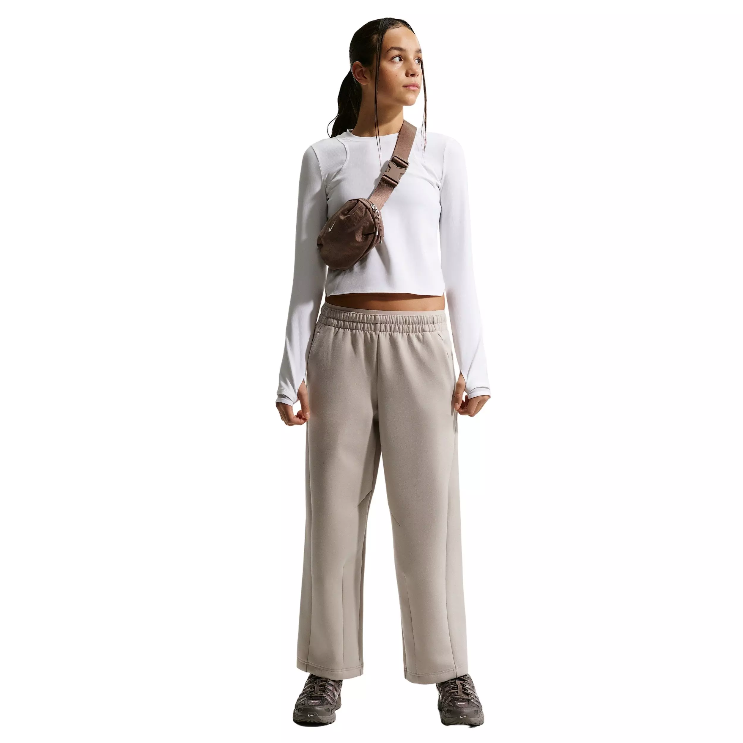 Nike Big Girls' MAVN High-Rise Therma-FIT Knit Pants -Cream - CREAM