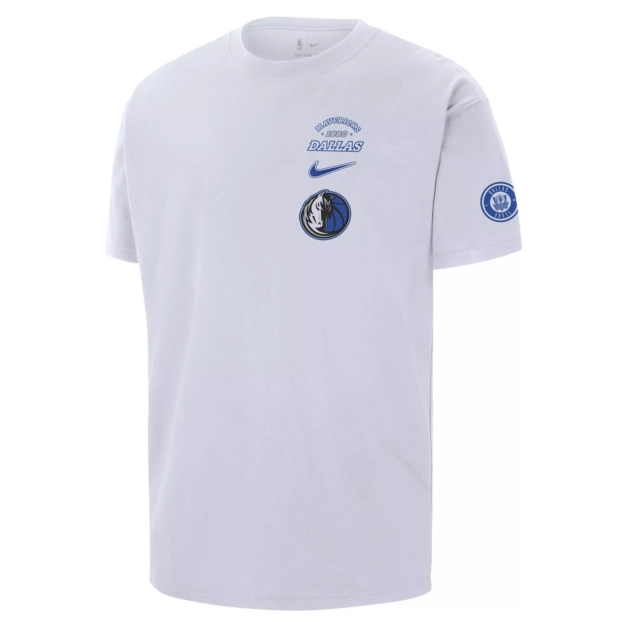 Nike Men's NBA Dallas Mavericks Courtside OGC Varsity Short-Sleeve T-Shirt -White - WHITE