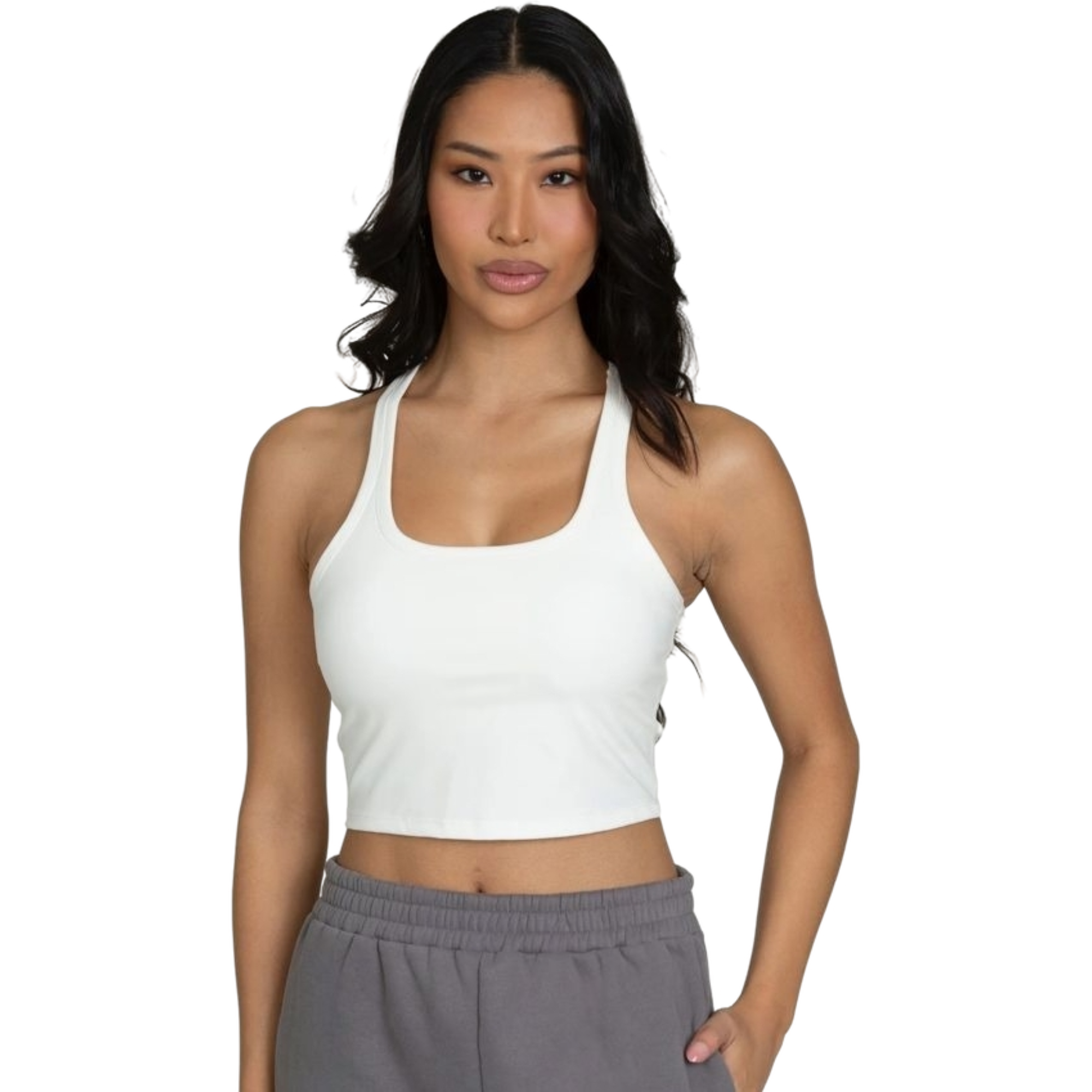 Gold Hinge Women's Racerback Crop Tank - White - WHITE Thumbnail View 1