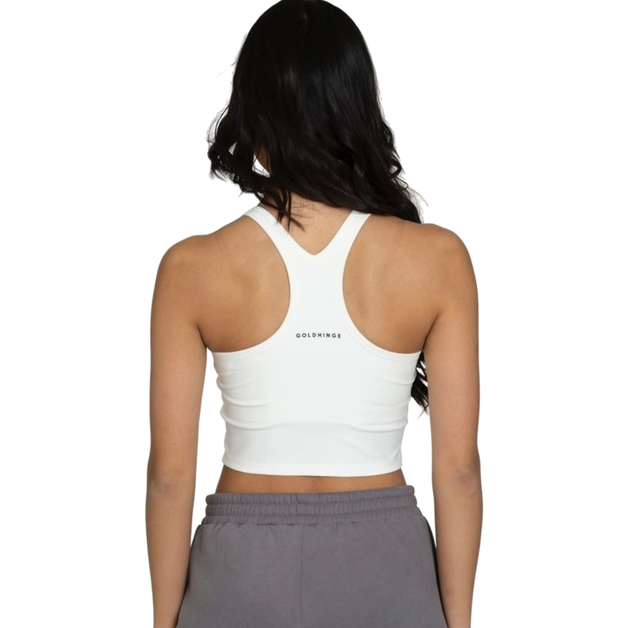 Gold Hinge Women's Racerback Crop Tank - White - WHITE Thumbnail View 2