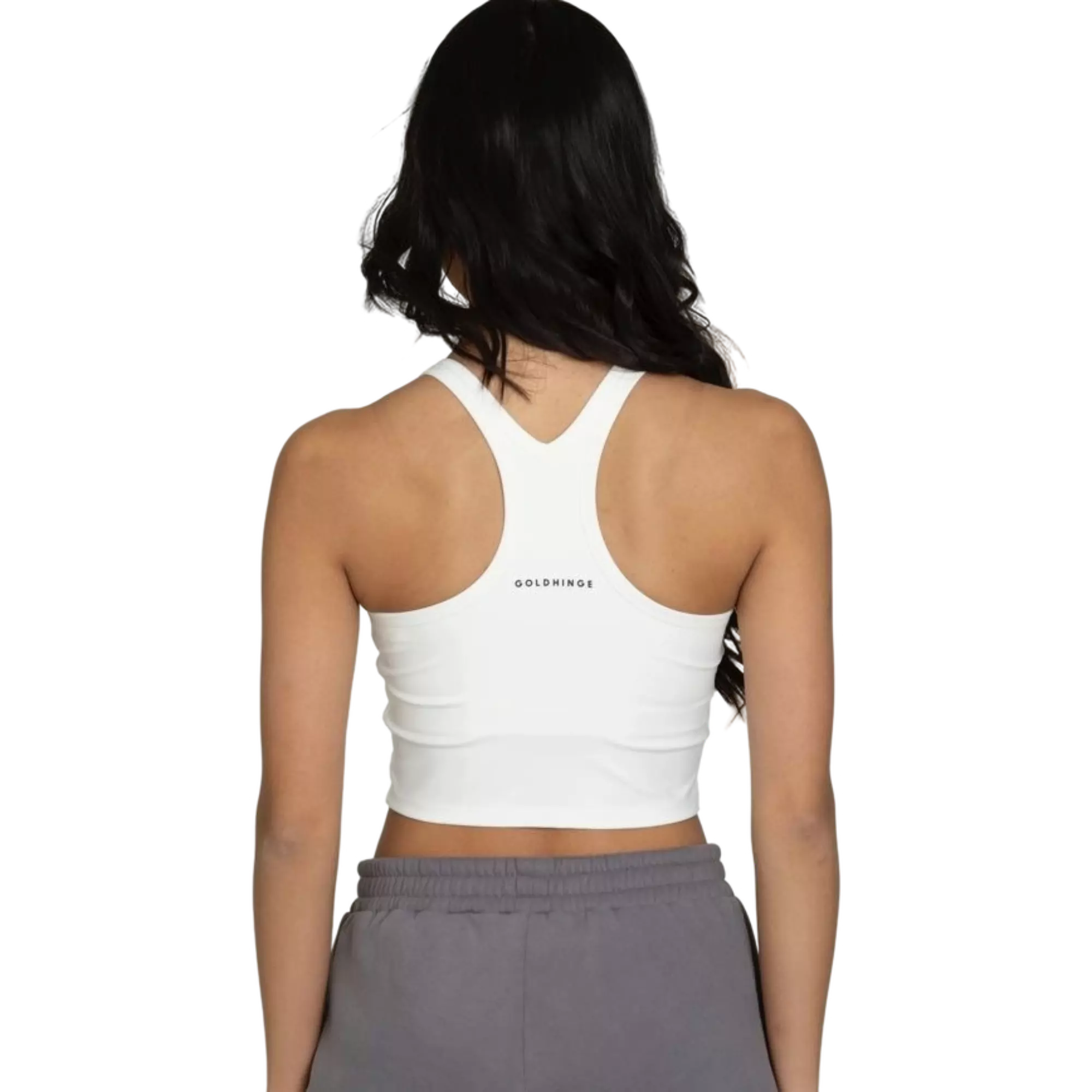 Gold Hinge Women's Racerback Crop Tank - White - WHITE