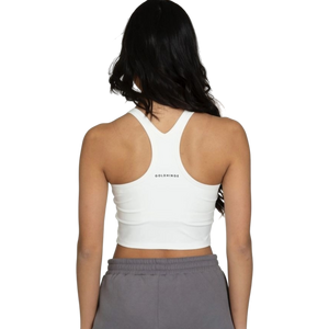 Gold Hinge Women's Racerback Crop Tank - White