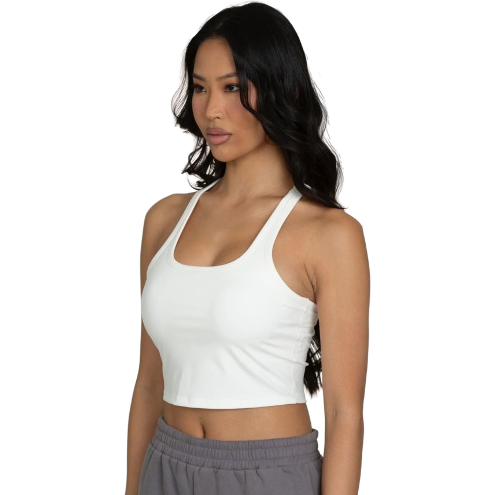 Gold Hinge Women's Racerback Crop Tank - White - WHITE Thumbnail View 3