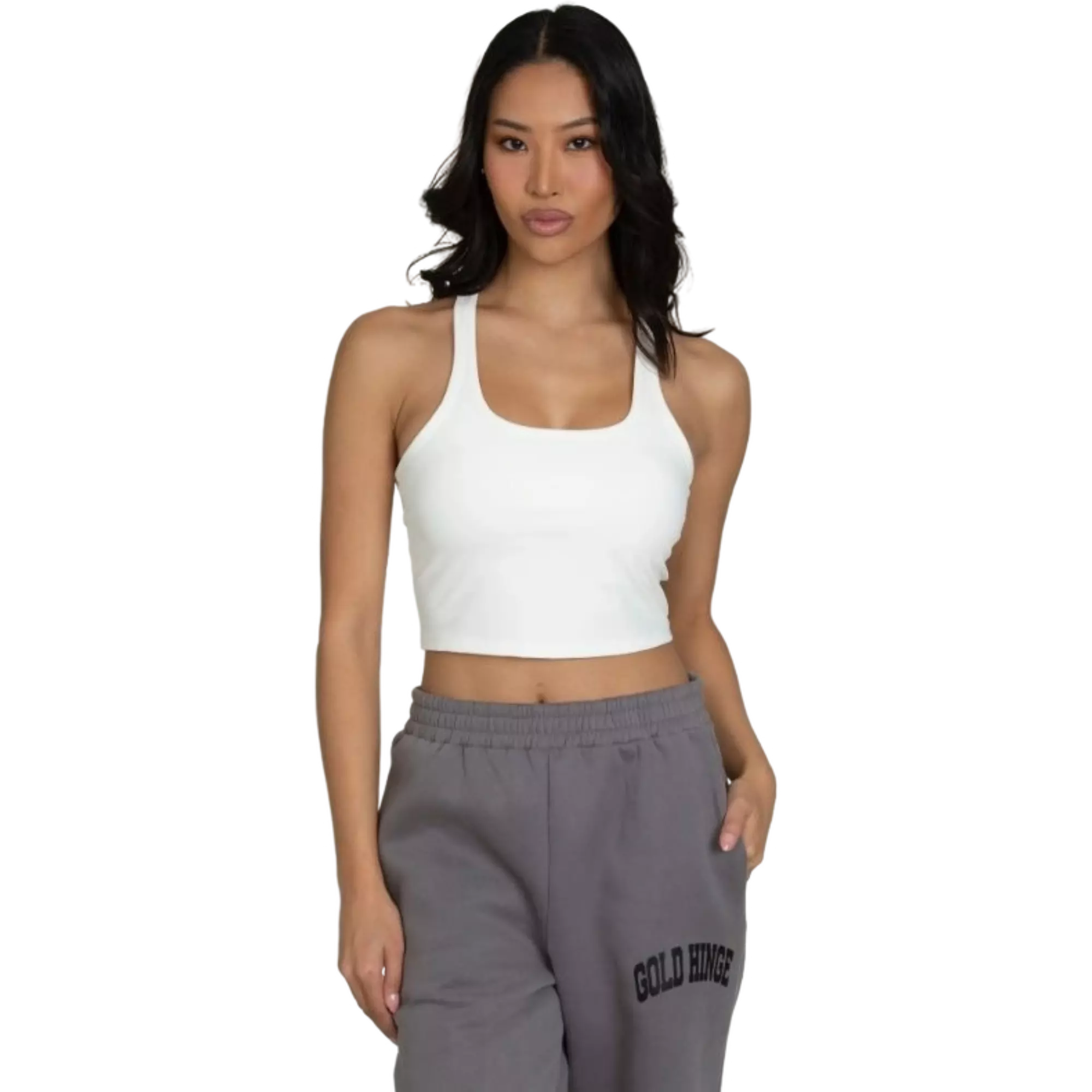 Gold Hinge Women's Racerback Crop Tank - White - WHITE