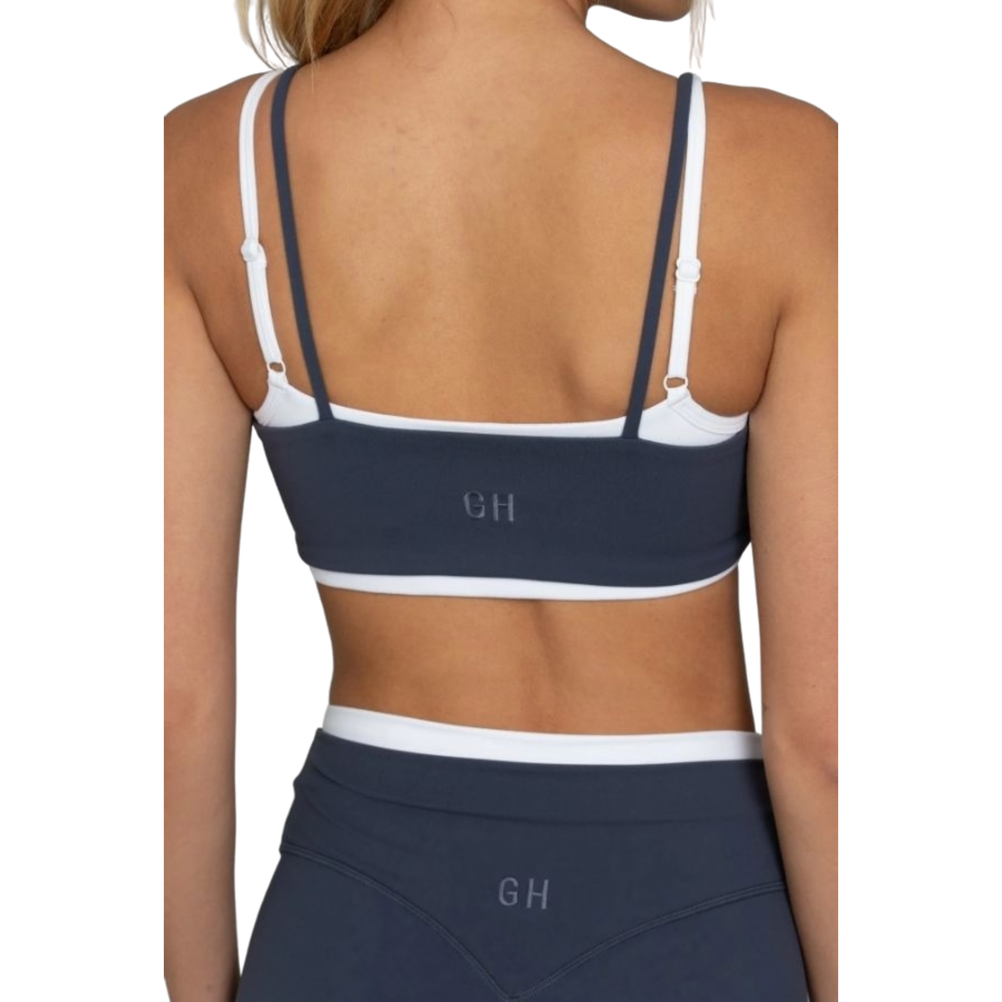 Gold Hinge Women's Double StrydeForm Crop Tank - Bluewash - NAVY Thumbnail View 2