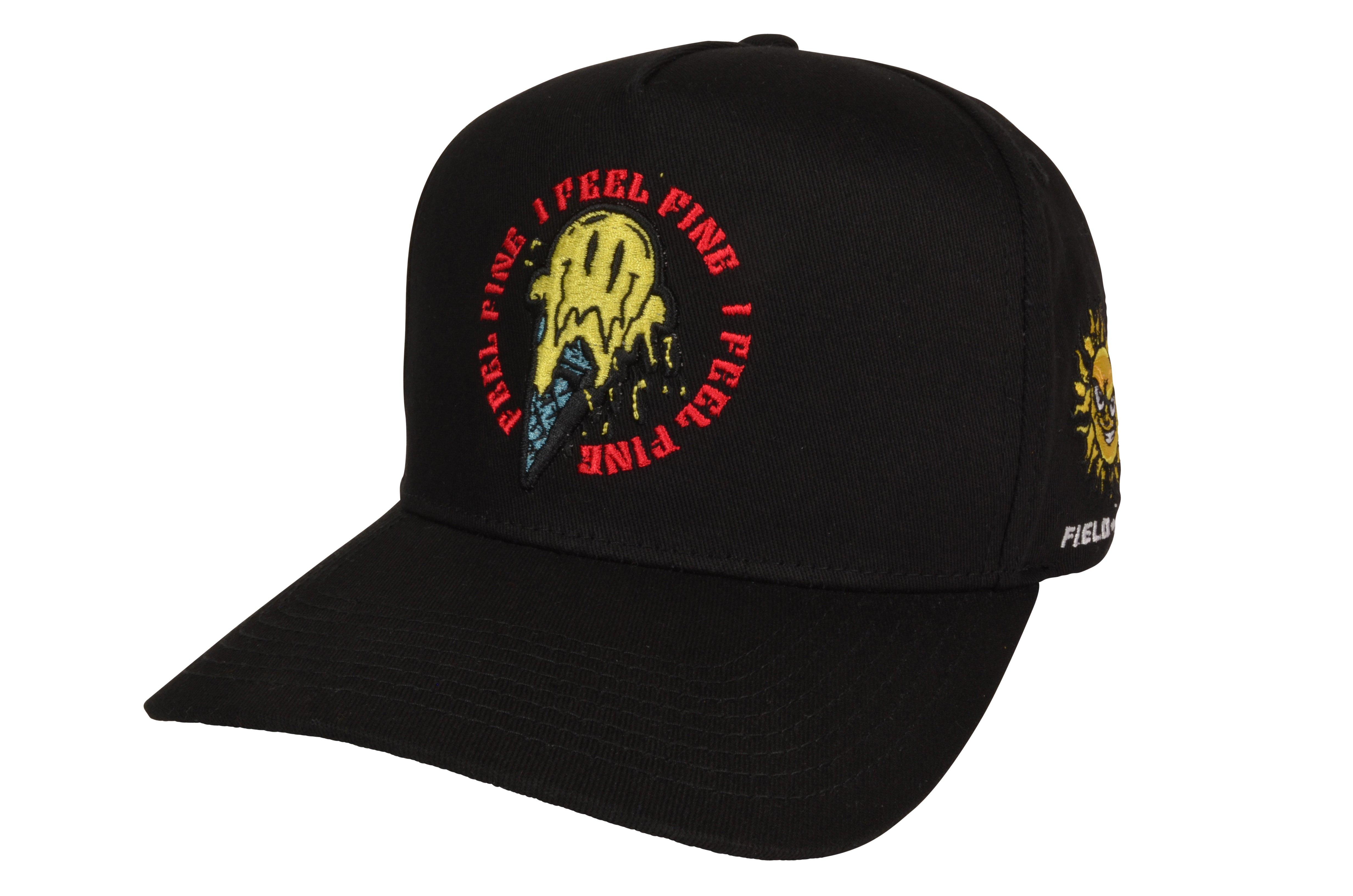 Field Grade Drippy Smiley Snapback Cap-Black - BLACK Thumbnail View 1