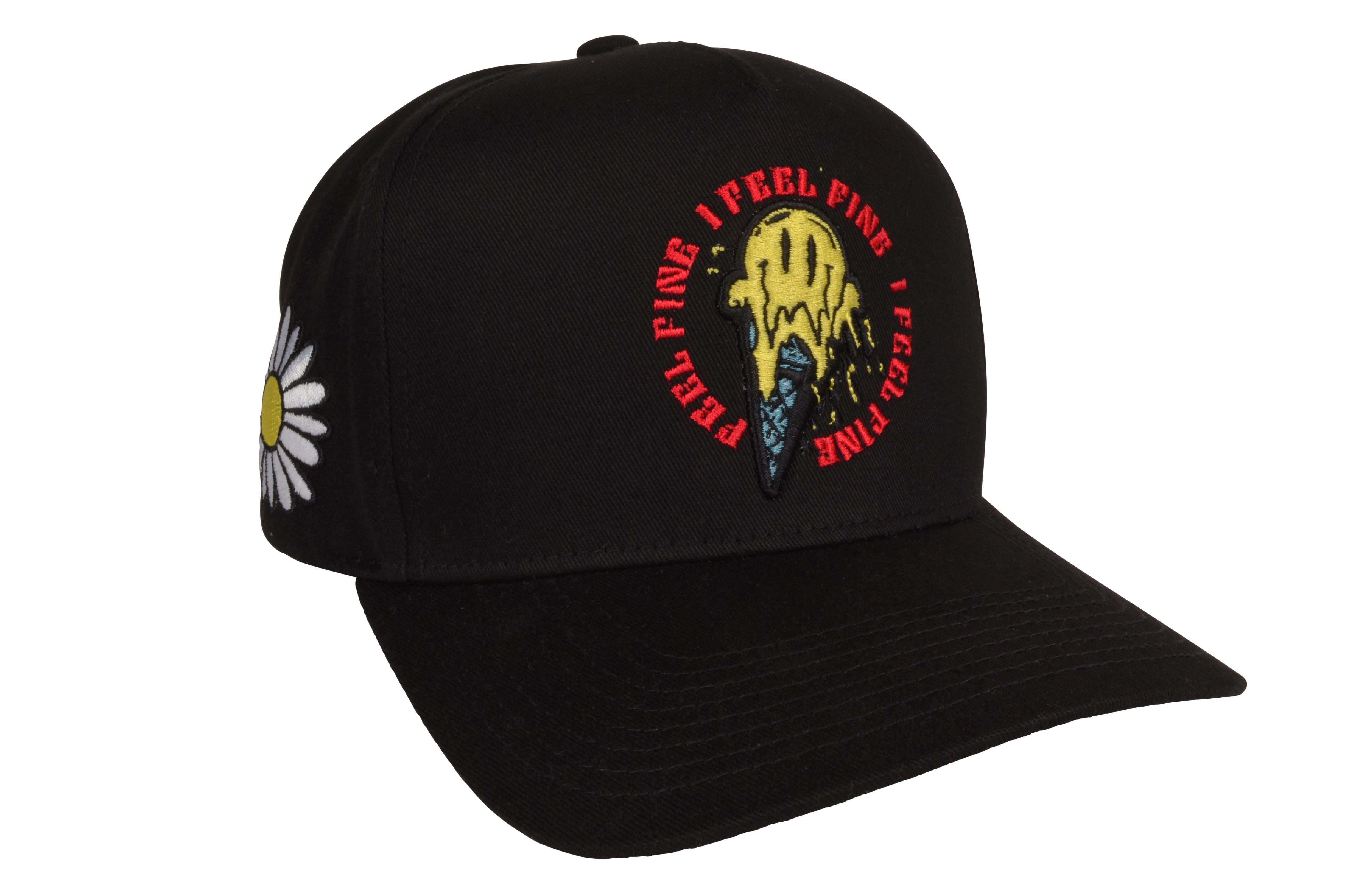 Field Grade Drippy Smiley Snapback Cap-Black - BLACK Thumbnail View 2