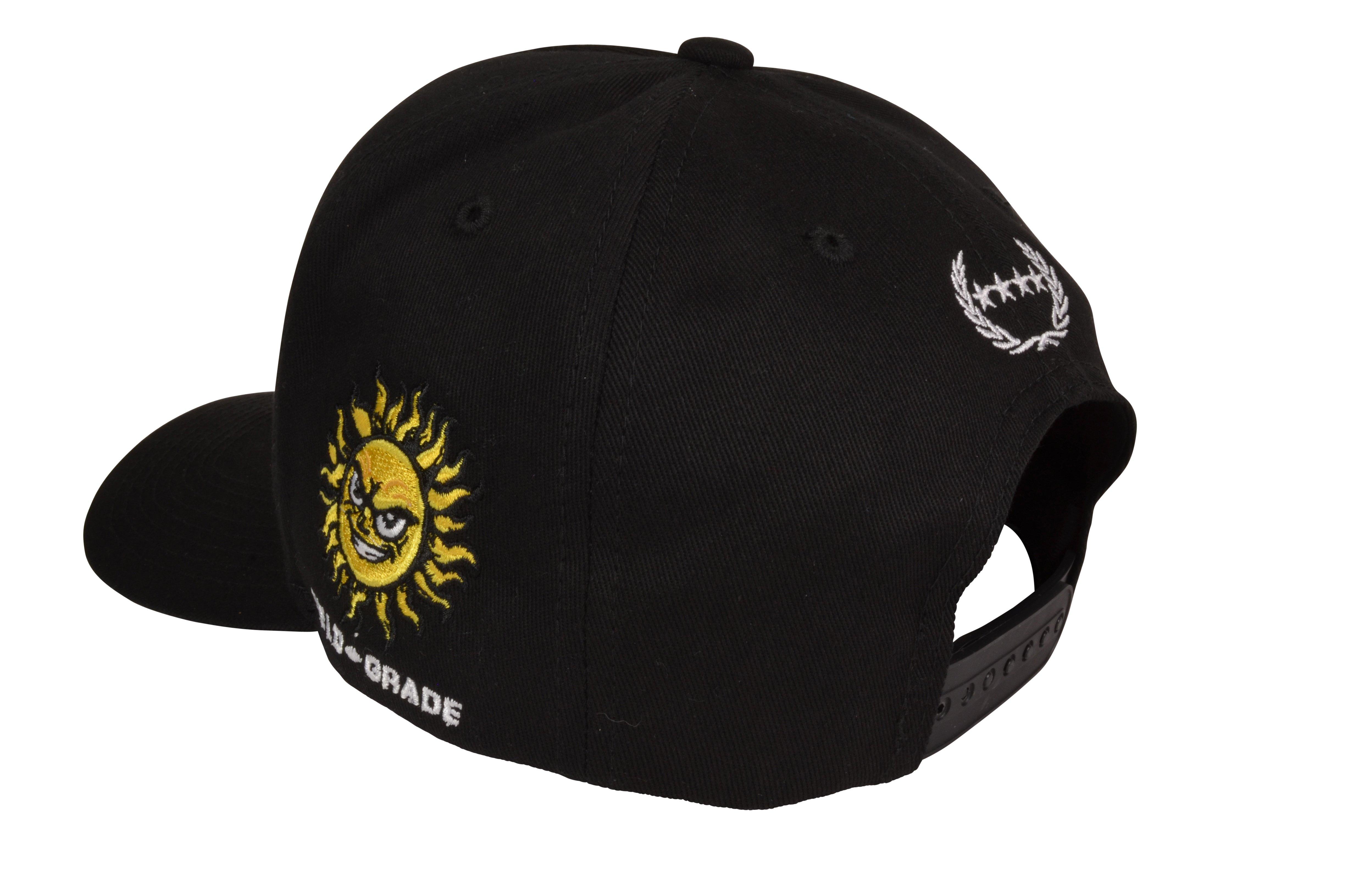Field Grade Drippy Smiley Snapback Cap-Black - BLACK Thumbnail View 4