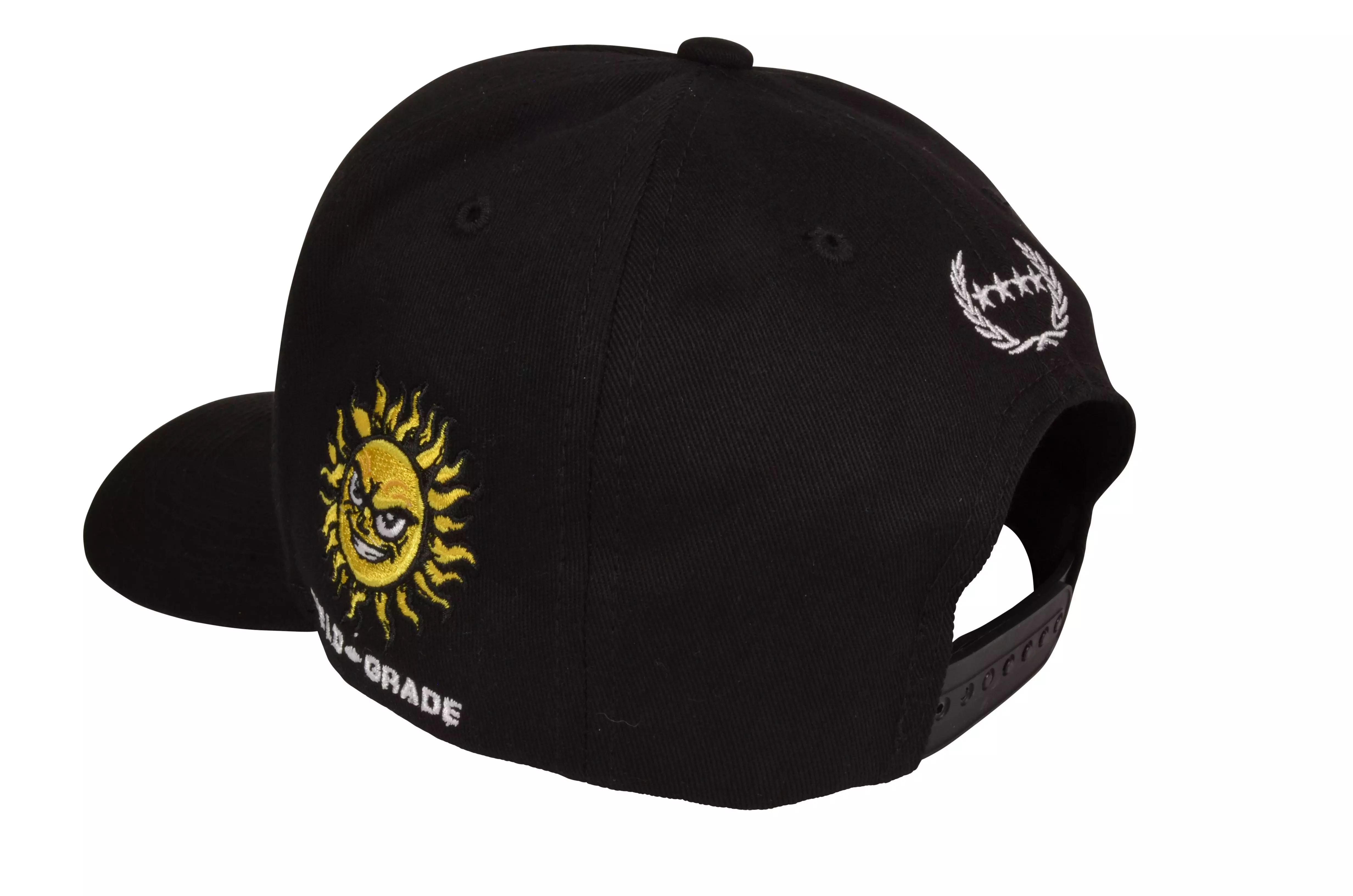 Field Grade Drippy Smiley Snapback Cap-Black - BLACK