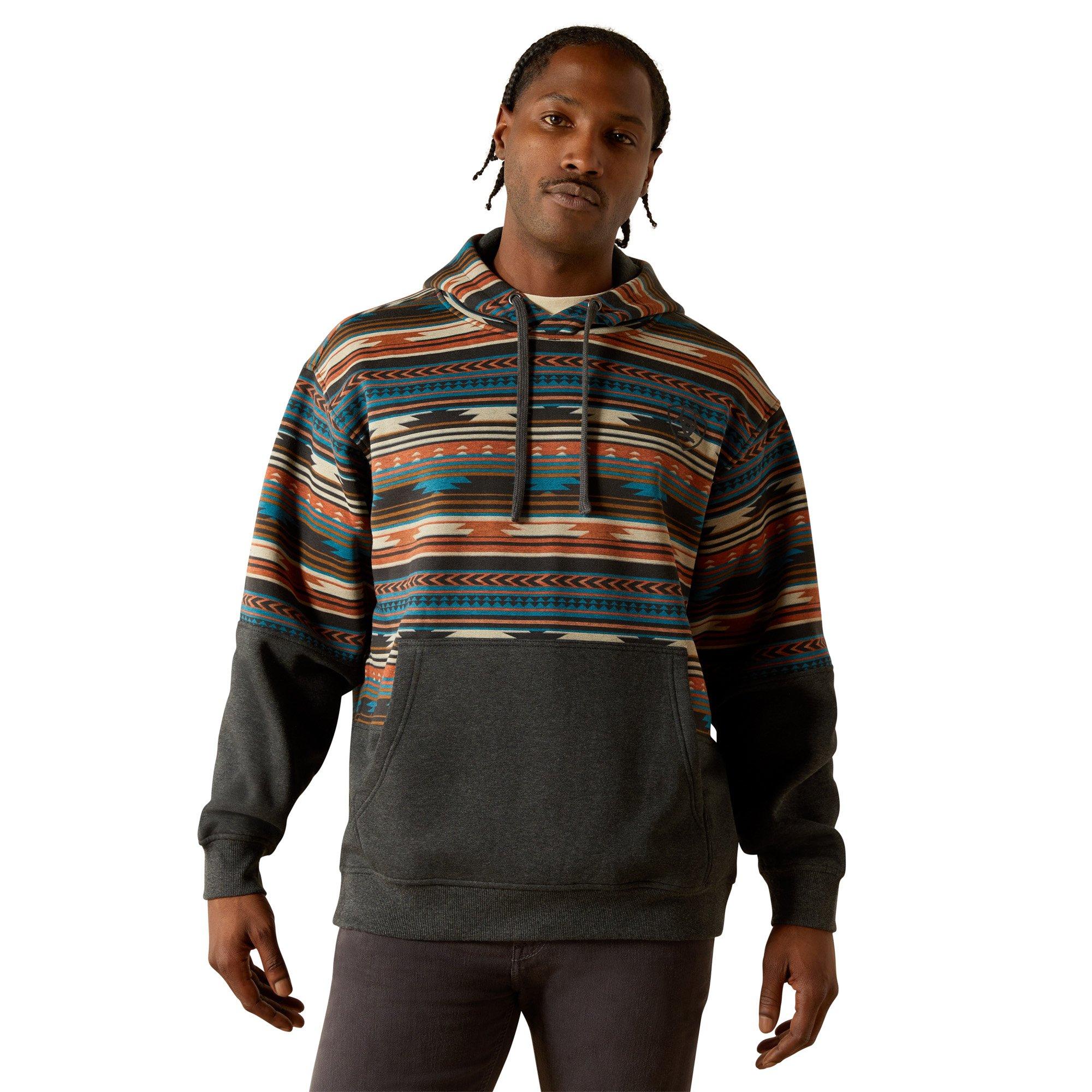 Ariat Men's Color Block Aztec Hoodie - Black - BLACK Thumbnail View 1