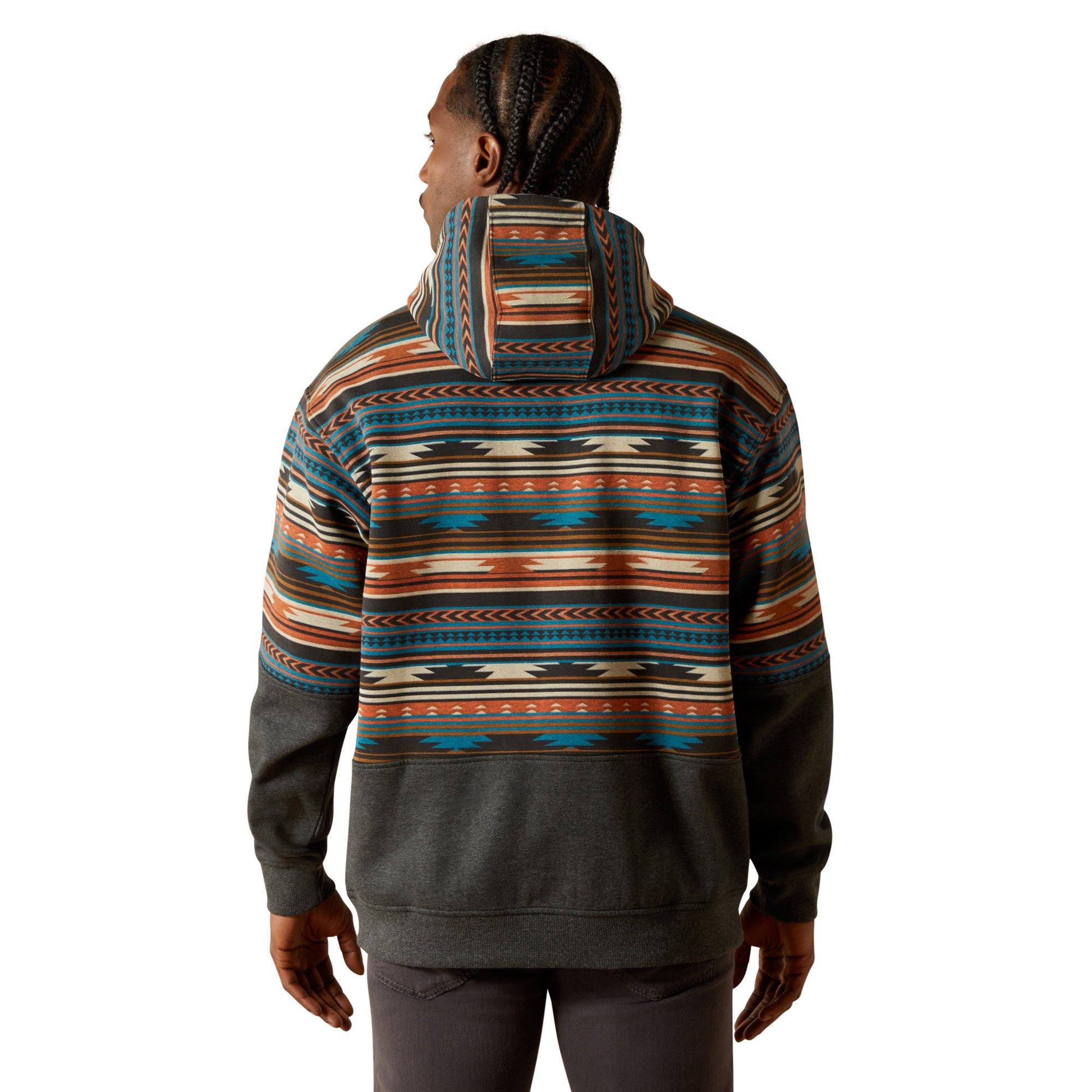 Ariat Men's Color Block Aztec Hoodie - Black - BLACK Thumbnail View 2
